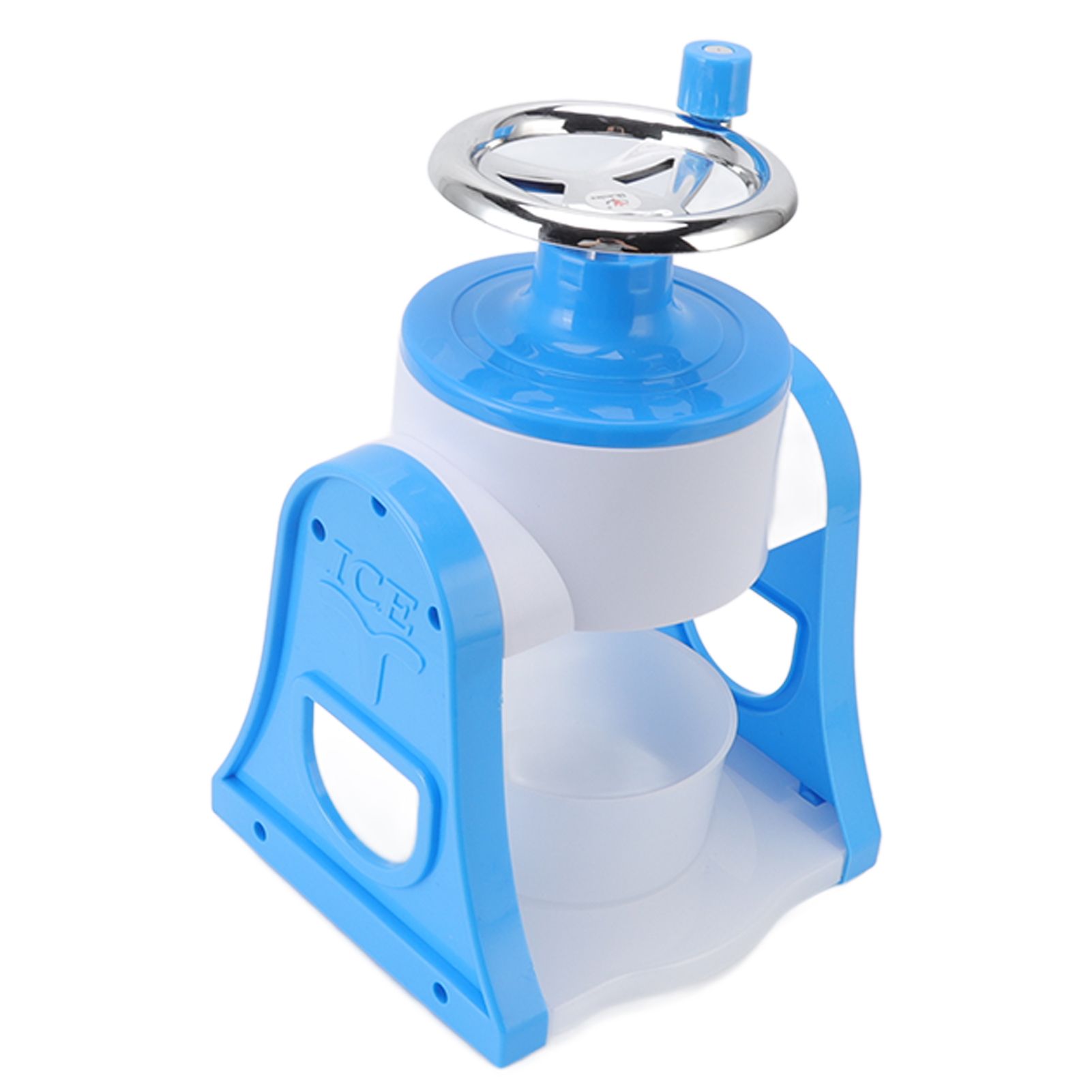 Hand Crank Shaved Ice Machine Stainless Steel Blades Safe Portable Ice Crusher for Home Restaurants Cafes Food Stalls Blue - Image 2