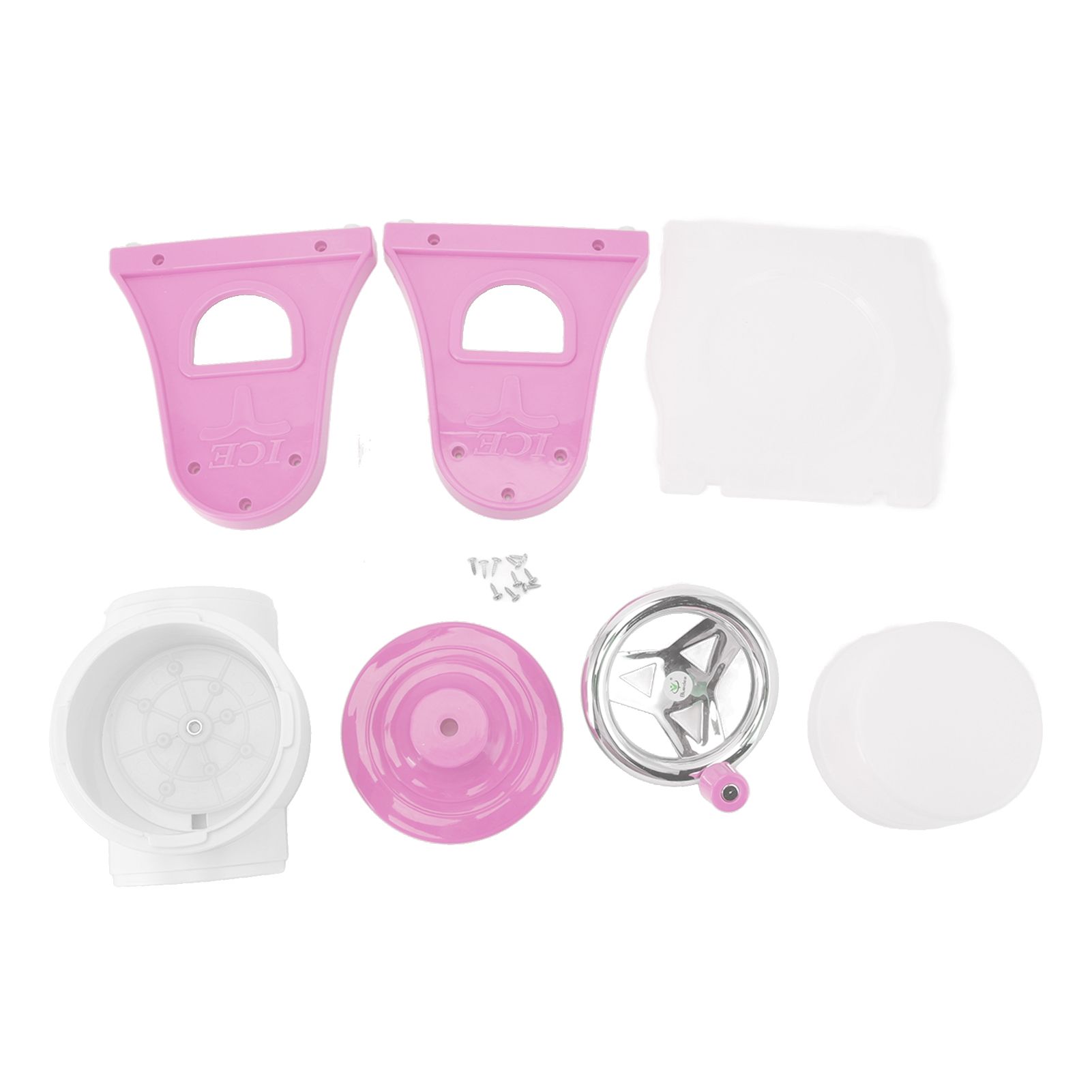 Hand Crank Shaved Ice Machine Stainless Steel Blades Safe Portable Ice Crusher for Home Restaurants Cafes Food Stalls Pink - Image 1