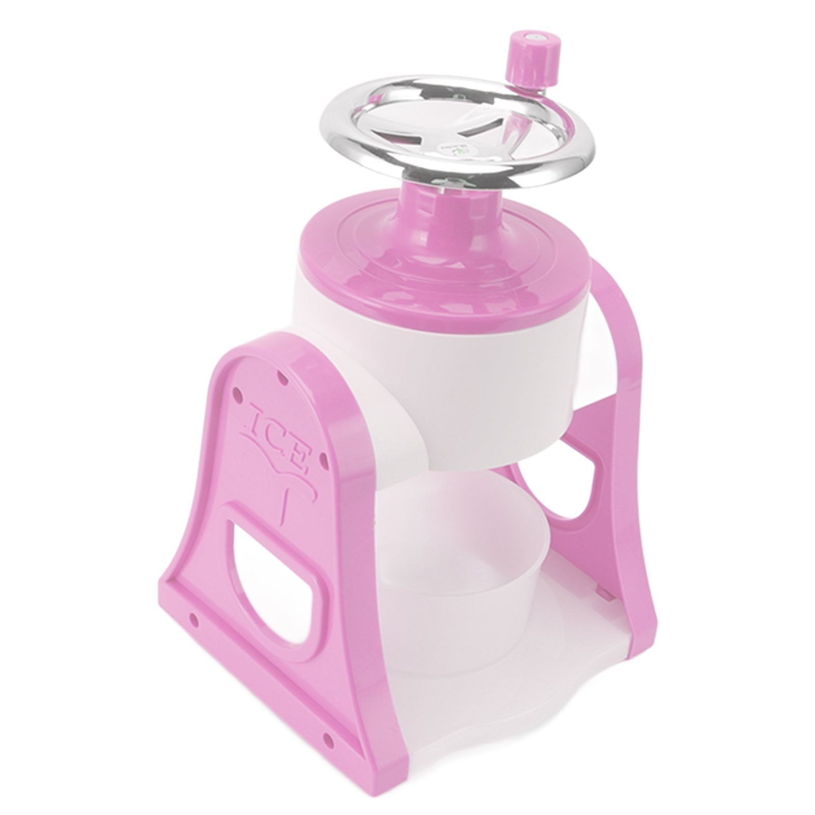 Hand Crank Shaved Ice Machine Stainless Steel Blades Safe Portable Ice Crusher for Home Restaurants Cafes Food Stalls Pink - Image 2