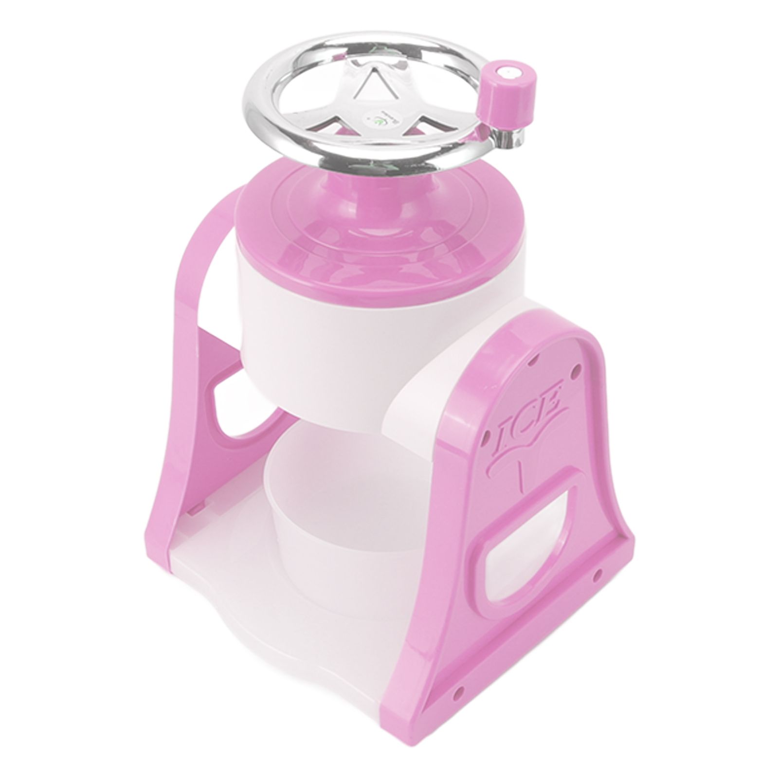 Hand Crank Shaved Ice Machine Stainless Steel Blades Safe Portable Ice Crusher for Home Restaurants Cafes Food Stalls Pink - Image 4