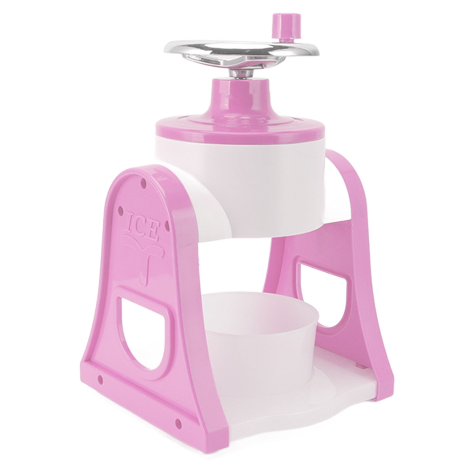 Hand Crank Shaved Ice Machine Stainless Steel Blades Safe Portable Ice Crusher for Home Restaurants Cafes Food Stalls Pink - Image 5
