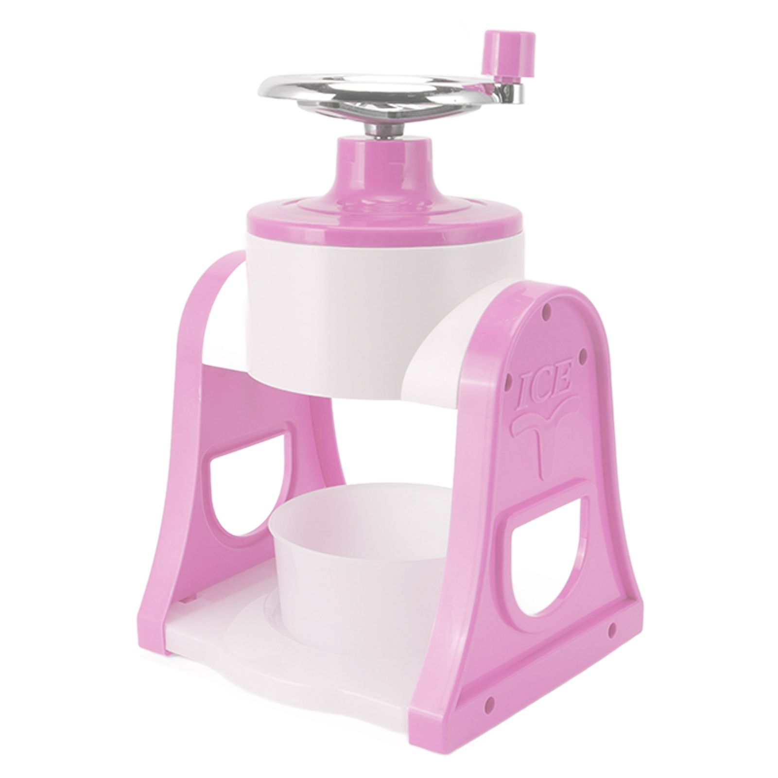 Hand Crank Shaved Ice Machine Stainless Steel Blades Safe Portable Ice Crusher for Home Restaurants Cafes Food Stalls Pink - Image 6