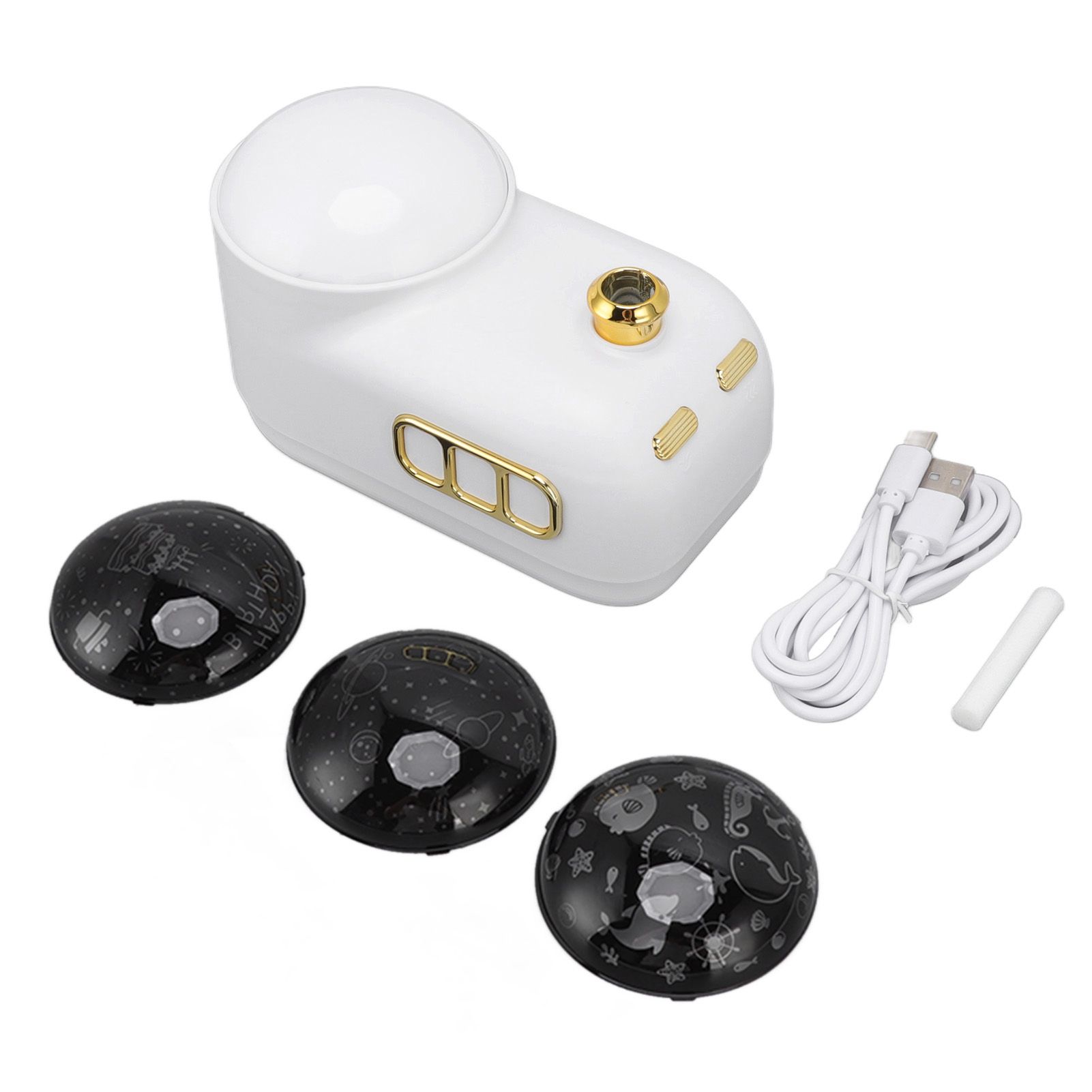 Train Air Humidifier Projector Cartoon Retro Charging Soft Light Desktop Humidifier Night Light for Bedroom Office White - Image 1