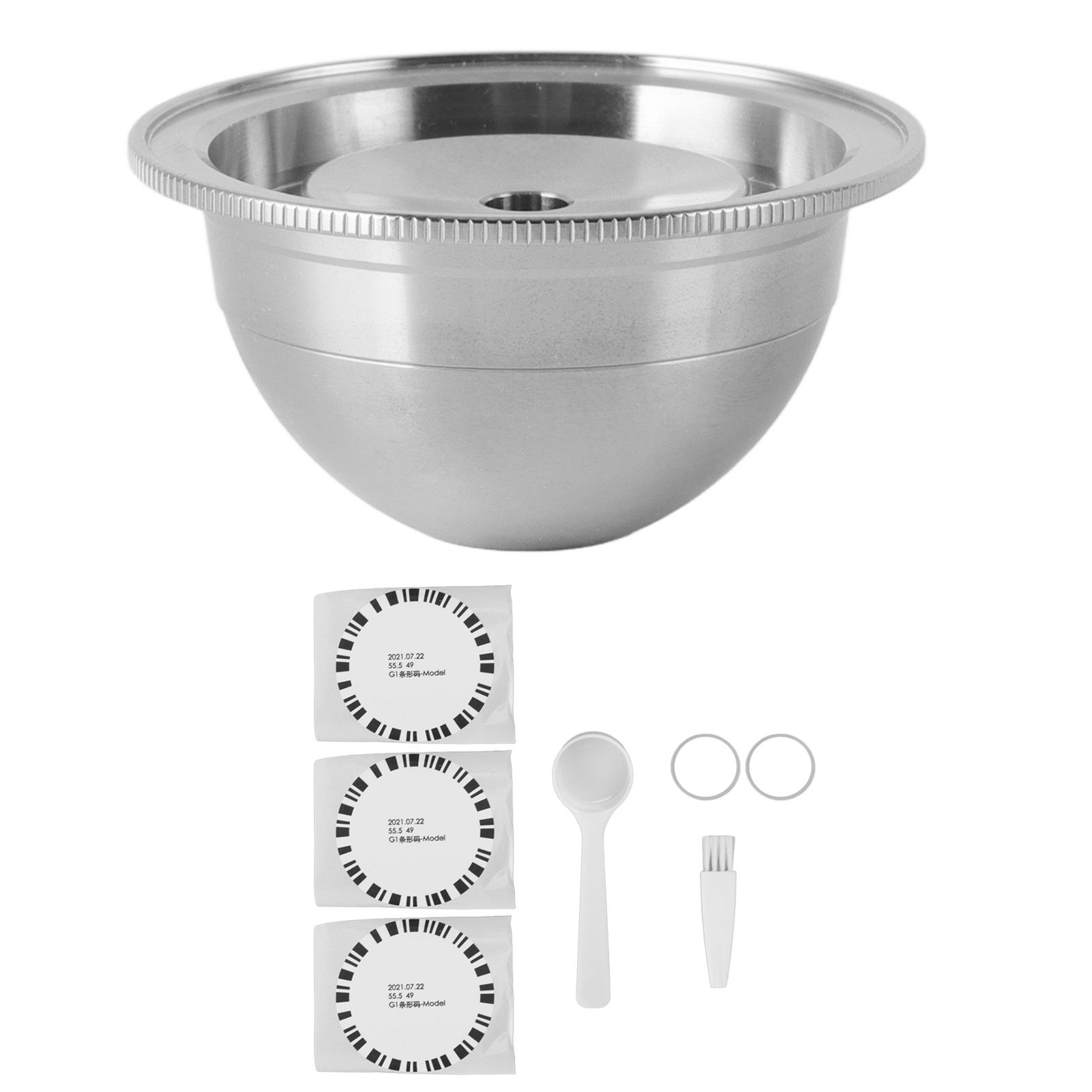 Reusable Coffee Capsule Filter Stainless Steel Refillable Coffee Machine Pod with Spoon Brush - Image 1