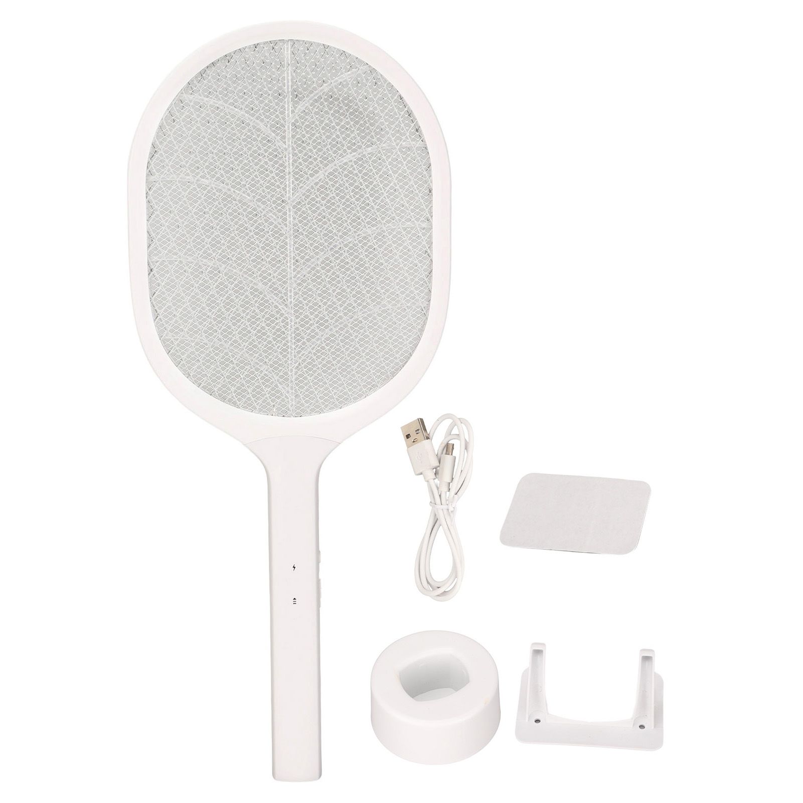 Electric Fly Swatter USB Charging Purple Light 3 Layers Safety Net Mosquito Swatter Racket with Base - Image 1