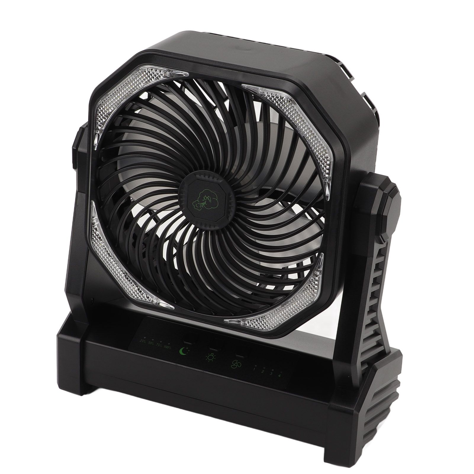 Camping Fan with LED Lantern 4 Levels 270 Degree Pivot Large Air Volume USB Rechargeable Outdoor Tent Fan with Light Hook Black - Image 2