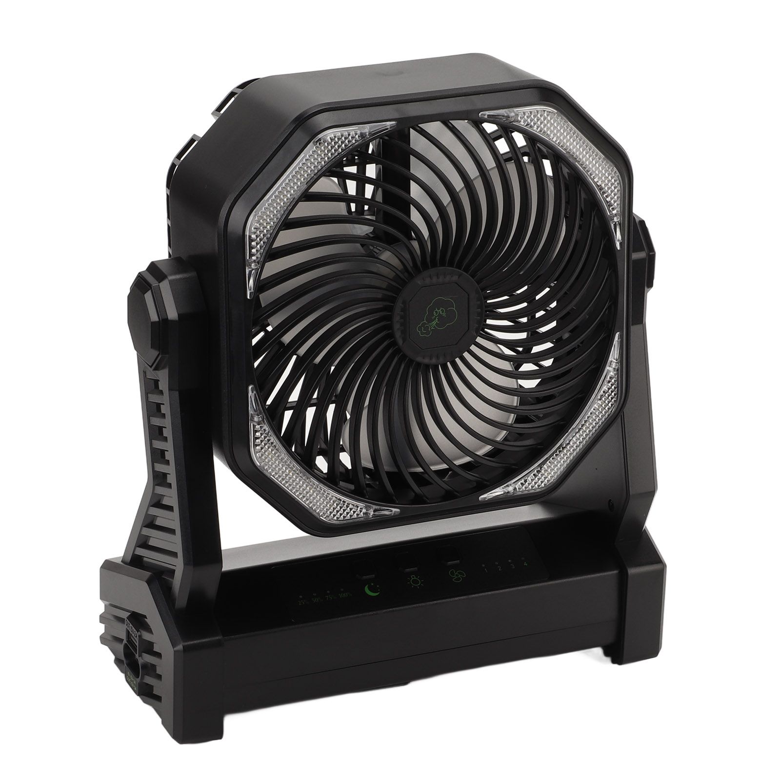 Camping Fan with LED Lantern 4 Levels 270 Degree Pivot Large Air Volume USB Rechargeable Outdoor Tent Fan with Light Hook Black - Image 3