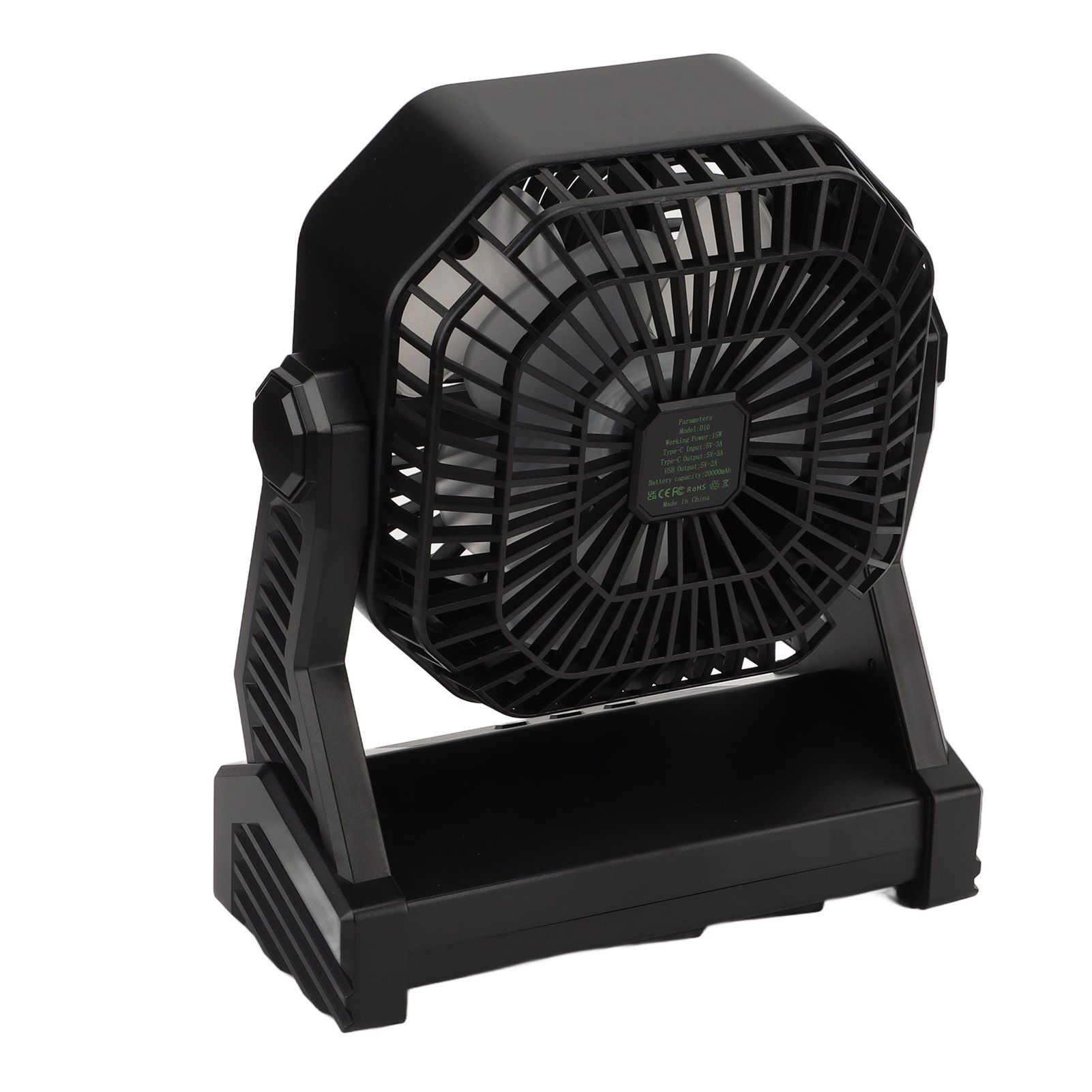 Camping Fan with LED Lantern 4 Levels 270 Degree Pivot Large Air Volume USB Rechargeable Outdoor Tent Fan with Light Hook Black - Image 5