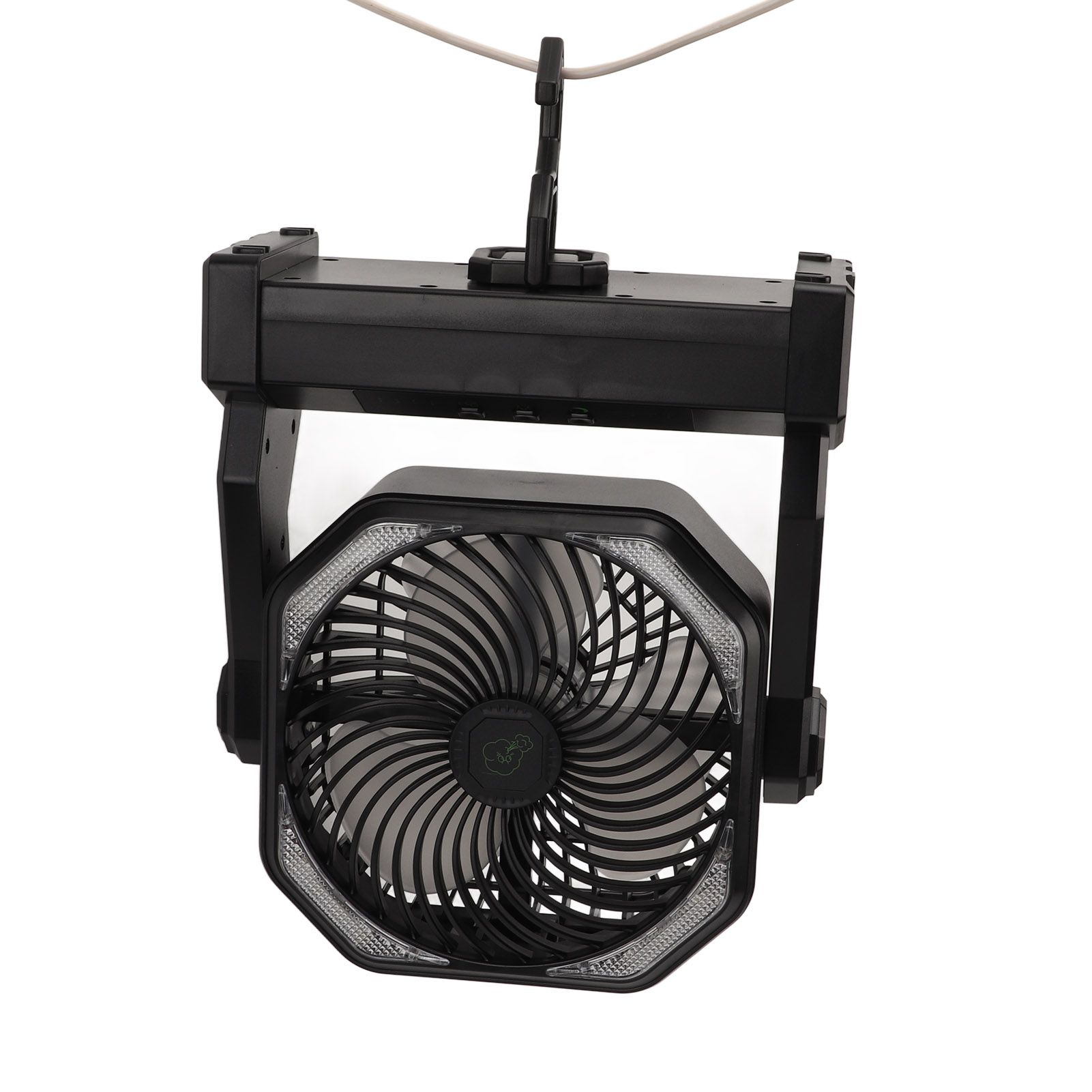 Camping Fan with LED Lantern 4 Levels 270 Degree Pivot Large Air Volume USB Rechargeable Outdoor Tent Fan with Light Hook Black - Image 8