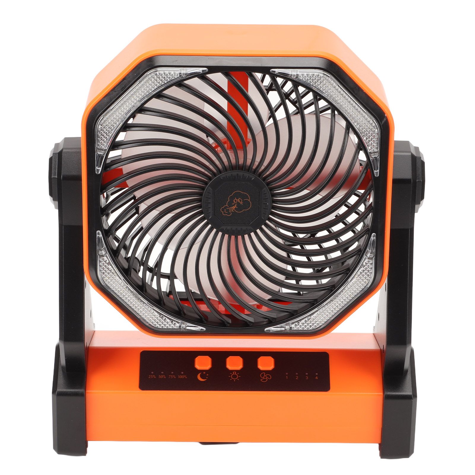 Camping Fan with LED Lantern 4 Levels 270 Degree Pivot Large Air Volume USB Rechargeable Outdoor Tent Fan with Light Hook Orange - Image 3