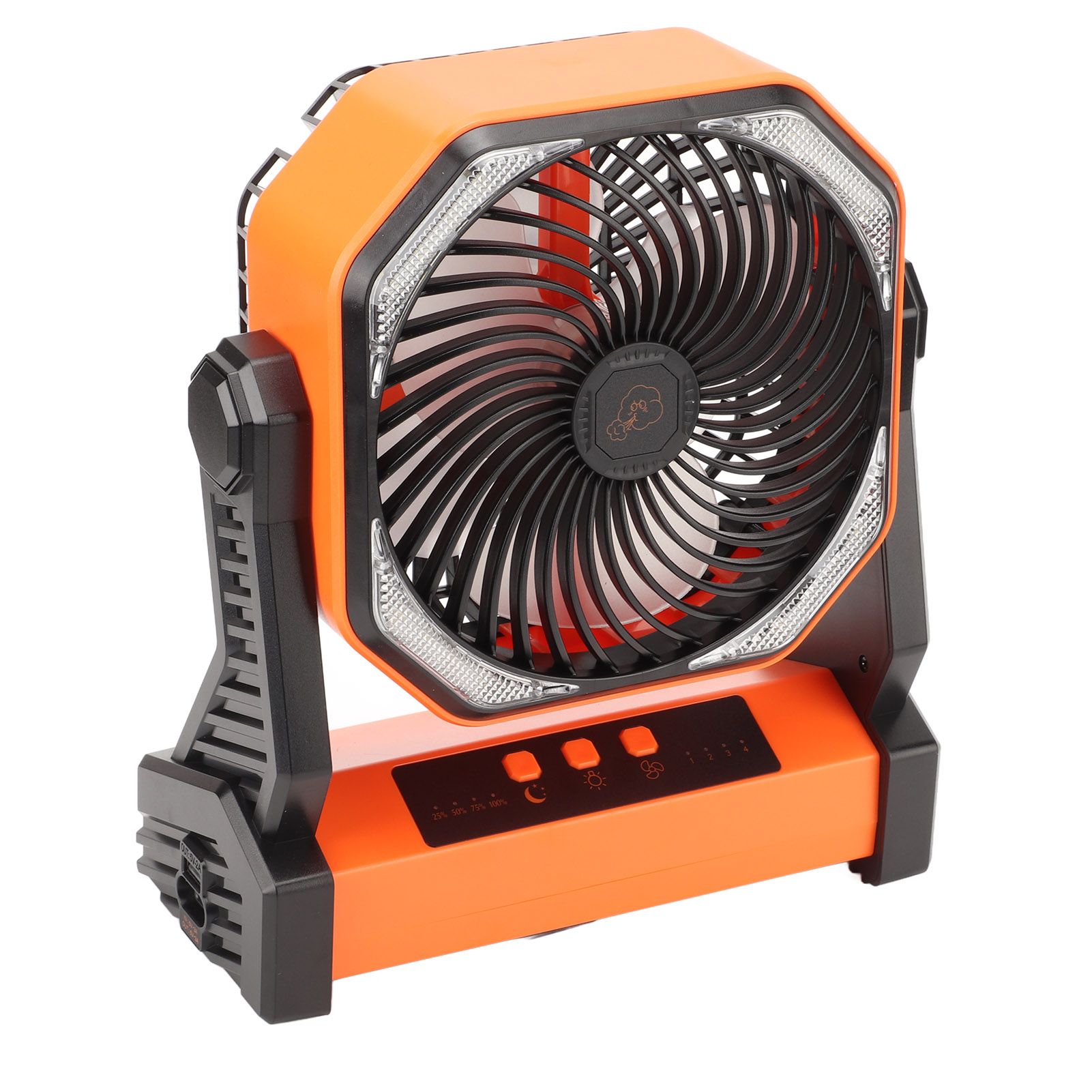 Camping Fan with LED Lantern 4 Levels 270 Degree Pivot Large Air Volume USB Rechargeable Outdoor Tent Fan with Light Hook Orange - Image 4