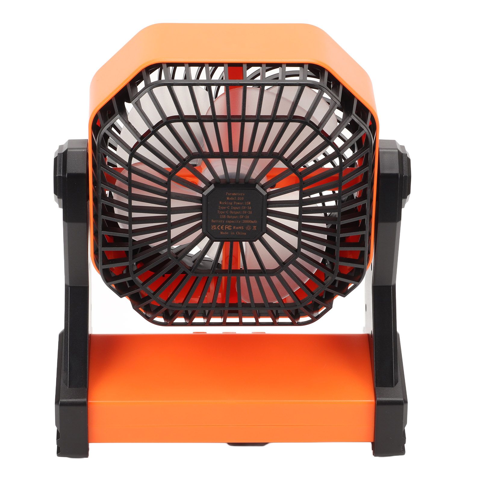 Camping Fan with LED Lantern 4 Levels 270 Degree Pivot Large Air Volume USB Rechargeable Outdoor Tent Fan with Light Hook Orange - Image 5