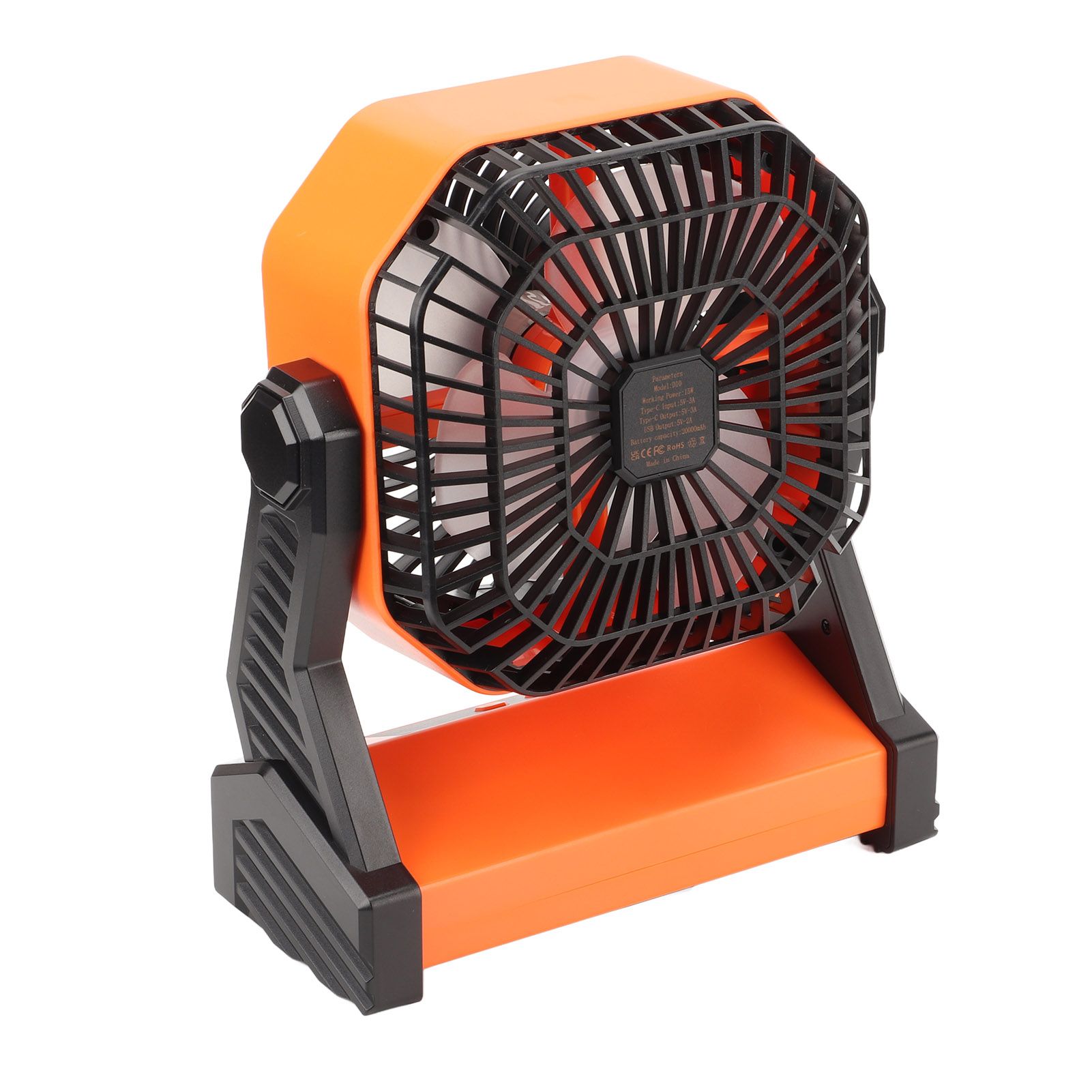 Camping Fan with LED Lantern 4 Levels 270 Degree Pivot Large Air Volume USB Rechargeable Outdoor Tent Fan with Light Hook Orange - Image 6