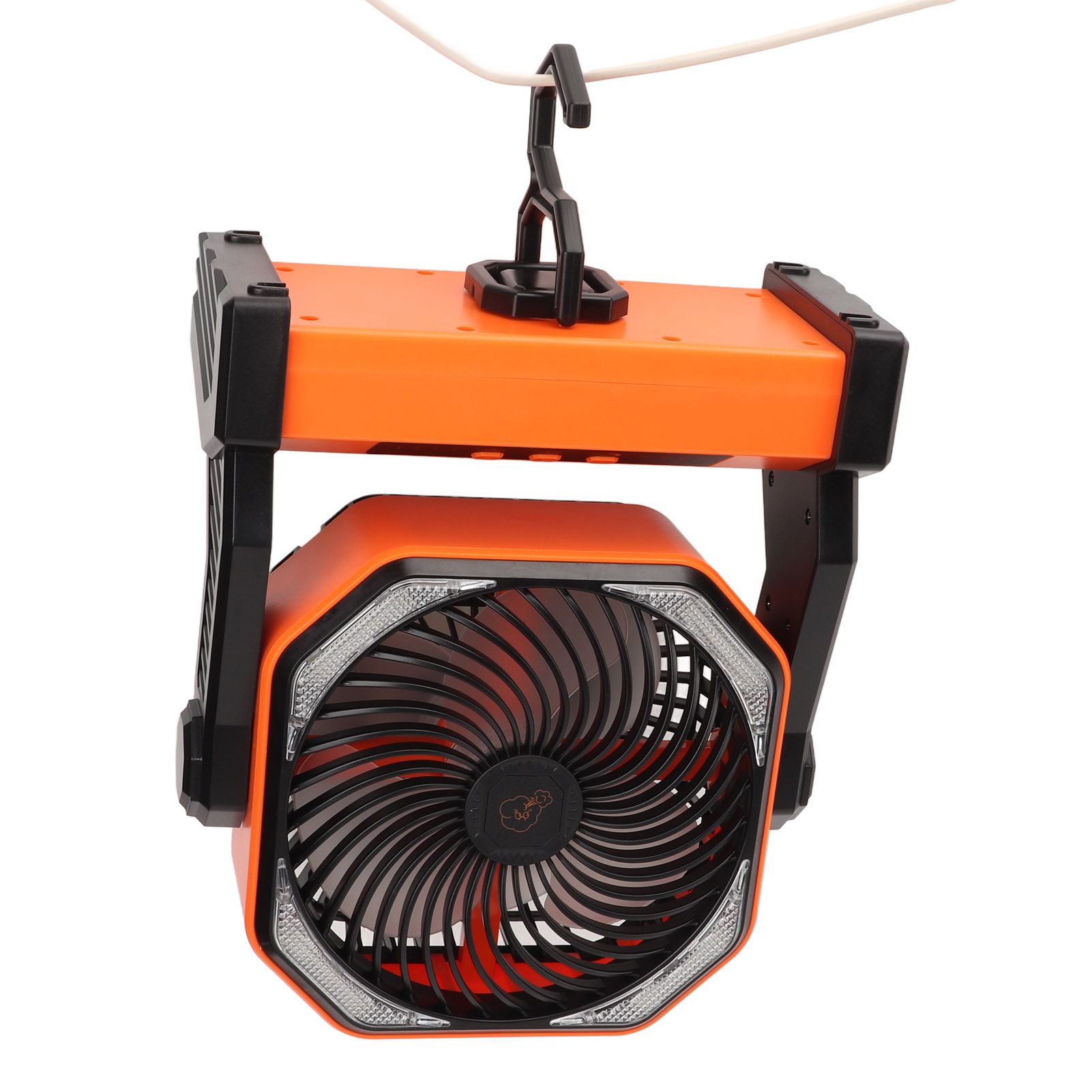 Camping Fan with LED Lantern 4 Levels 270 Degree Pivot Large Air Volume USB Rechargeable Outdoor Tent Fan with Light Hook Orange - Image 7
