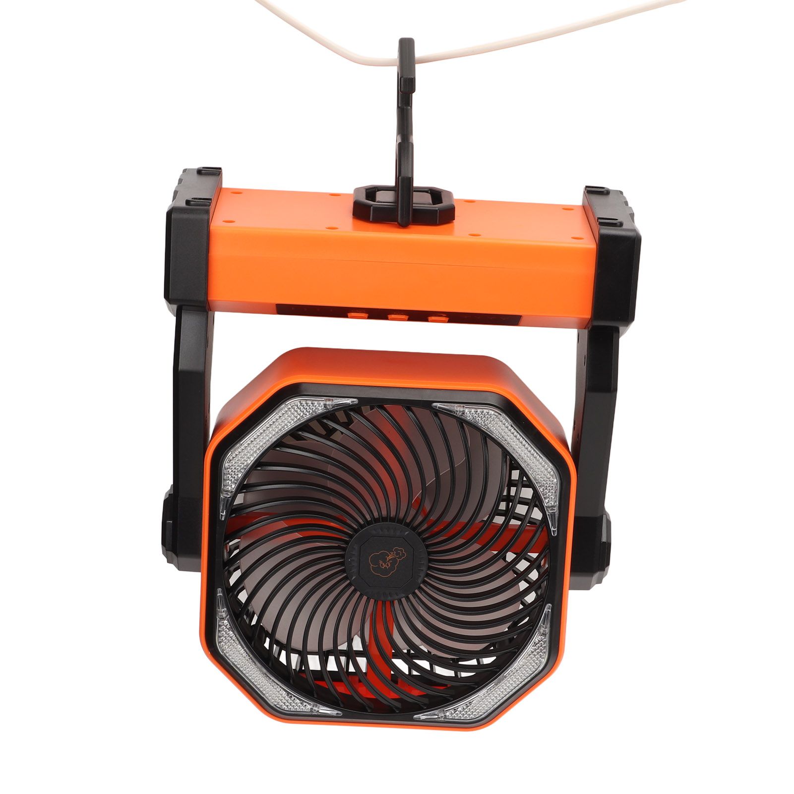 Camping Fan with LED Lantern 4 Levels 270 Degree Pivot Large Air Volume USB Rechargeable Outdoor Tent Fan with Light Hook Orange - Image 8