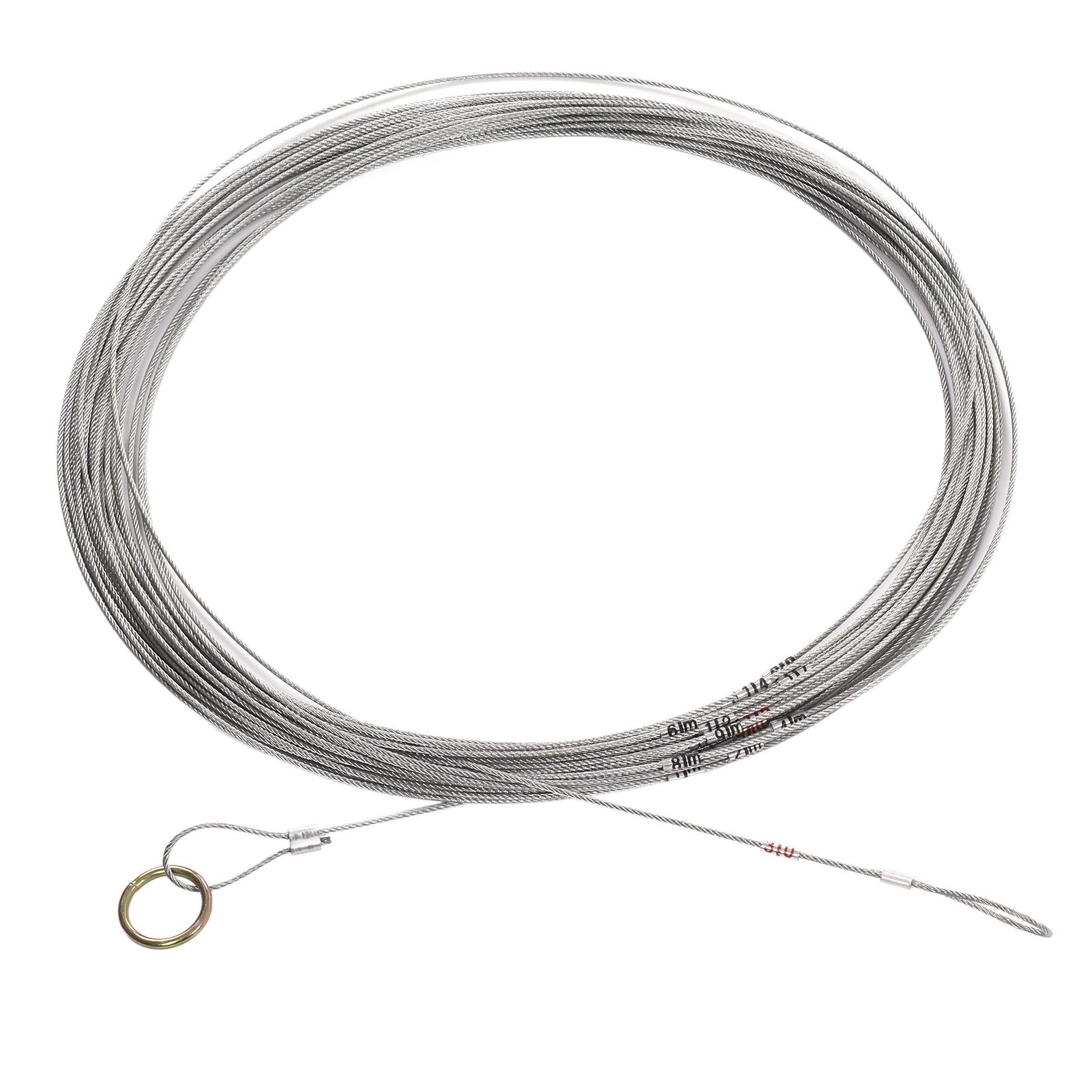 Steel Wire Measuring Rope Good Flexibility Sturdy Steel Rope Measuring Cord with Scale for Well Construction 30m/98.4ft - Image 1
