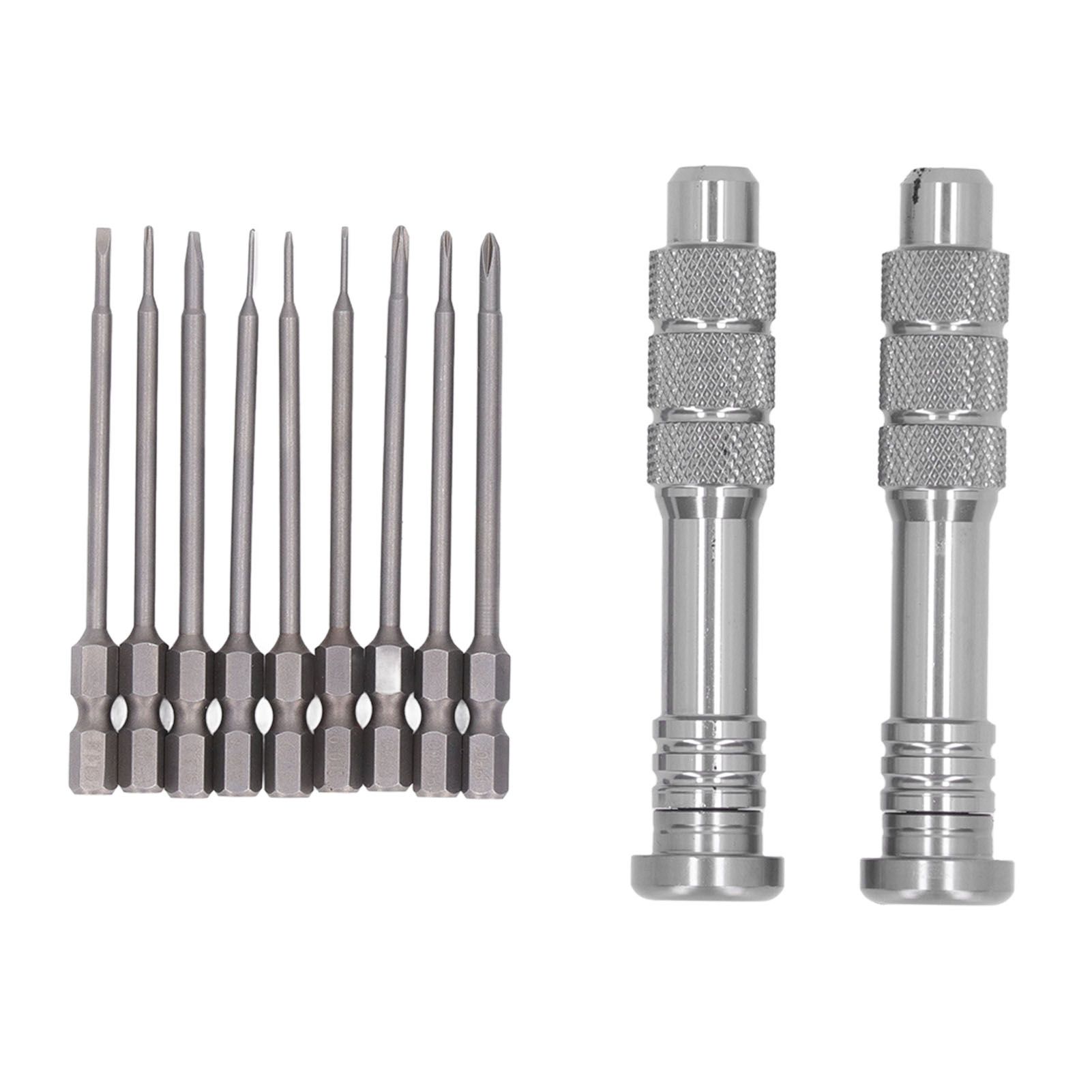 Steel Slotted Screwdriver Set with 9 Bits 2 Handles Hand Tool for Camera Lens Computer Electrical Maintenance - Image 1