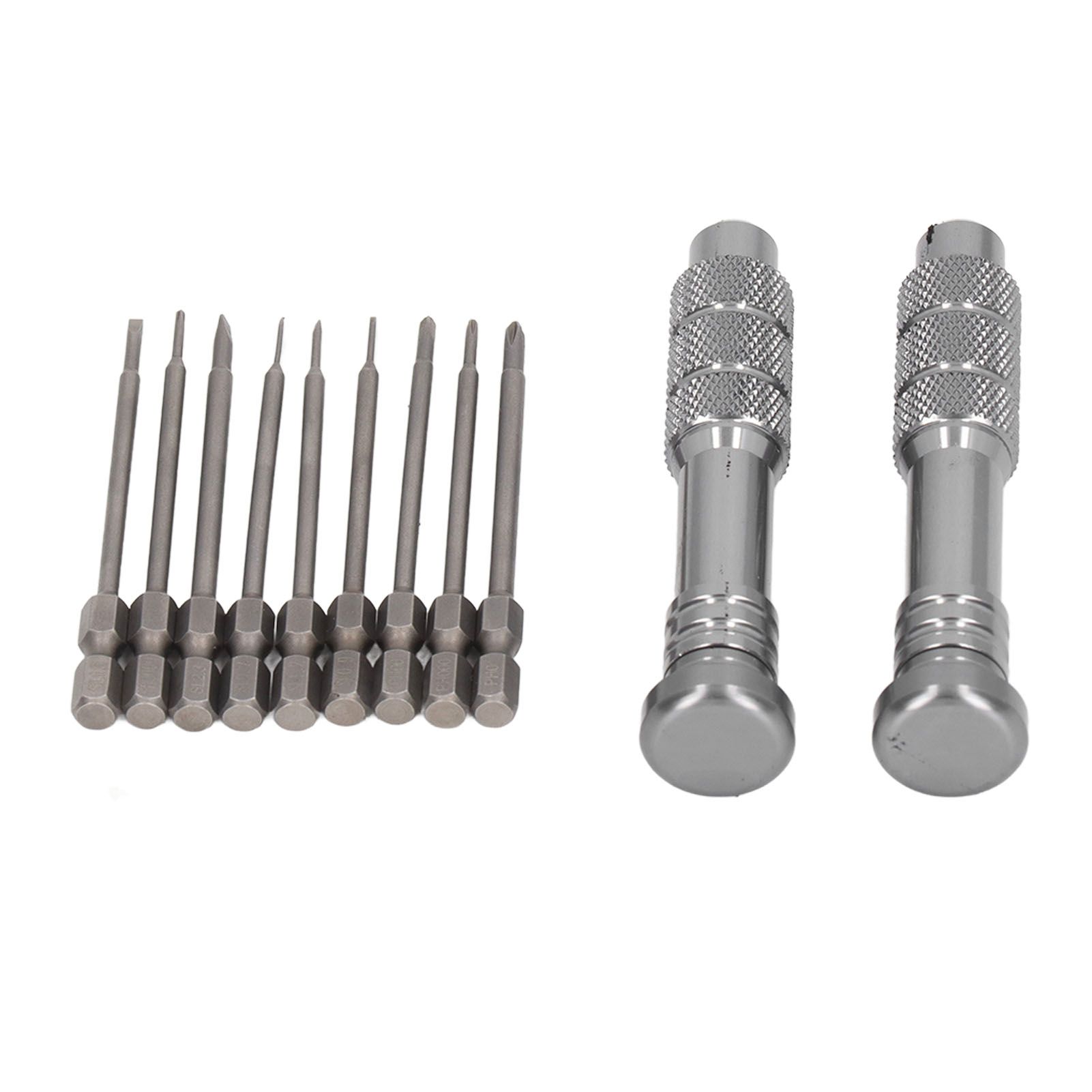 Steel Slotted Screwdriver Set with 9 Bits 2 Handles Hand Tool for Camera Lens Computer Electrical Maintenance - Image 2