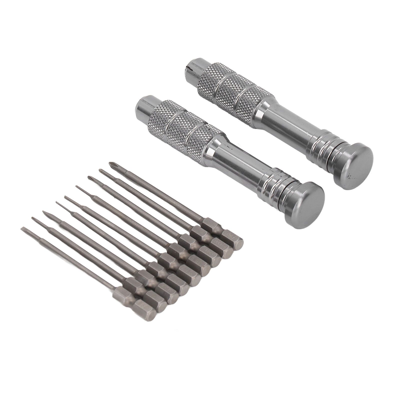 Steel Slotted Screwdriver Set with 9 Bits 2 Handles Hand Tool for Camera Lens Computer Electrical Maintenance - Image 4