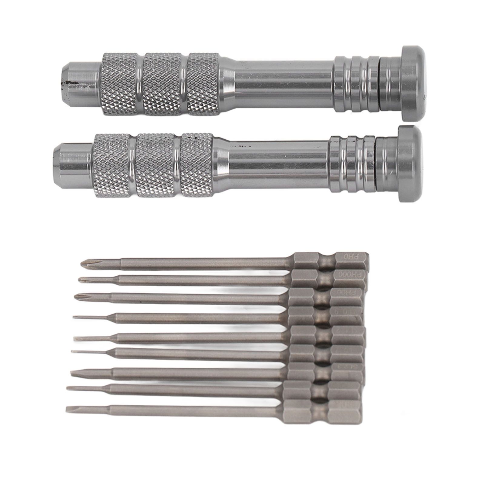 Steel Slotted Screwdriver Set with 9 Bits 2 Handles Hand Tool for Camera Lens Computer Electrical Maintenance - Image 5