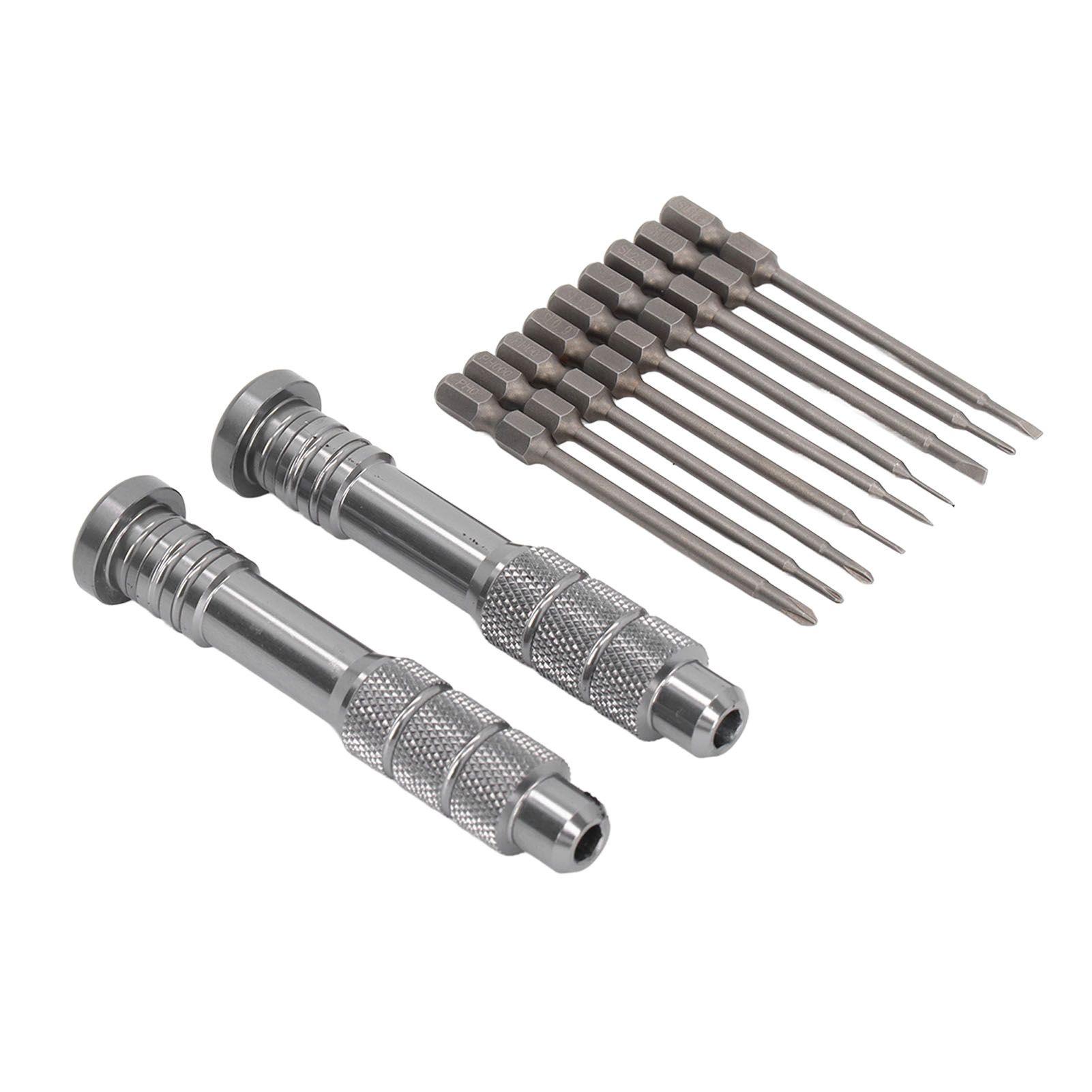 Steel Slotted Screwdriver Set with 9 Bits 2 Handles Hand Tool for Camera Lens Computer Electrical Maintenance - Image 8