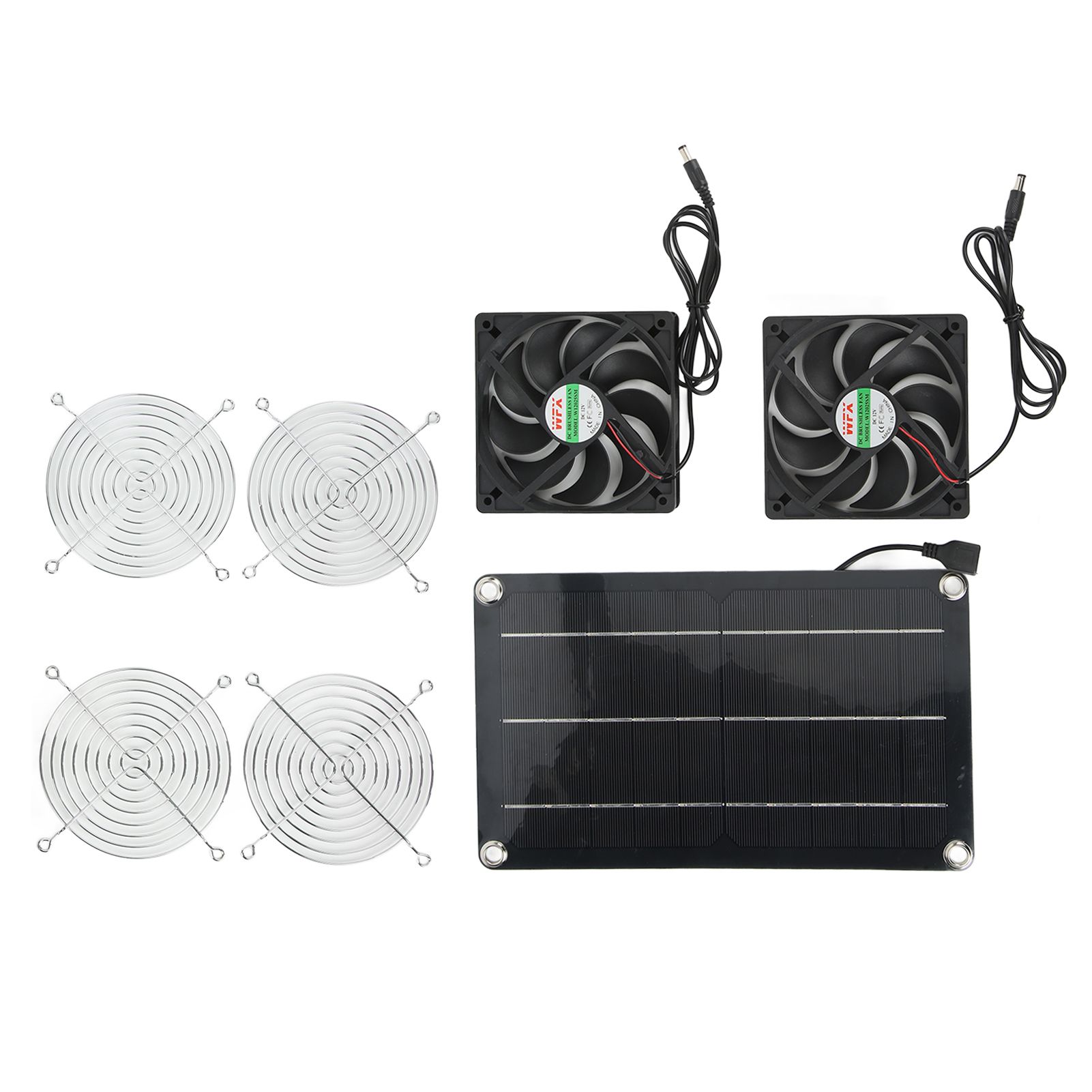 Solar Fan Portable Safe Environment Friendly Dual Exhaust Fan with Solar Panel for Pet House DC 12V - Image 2