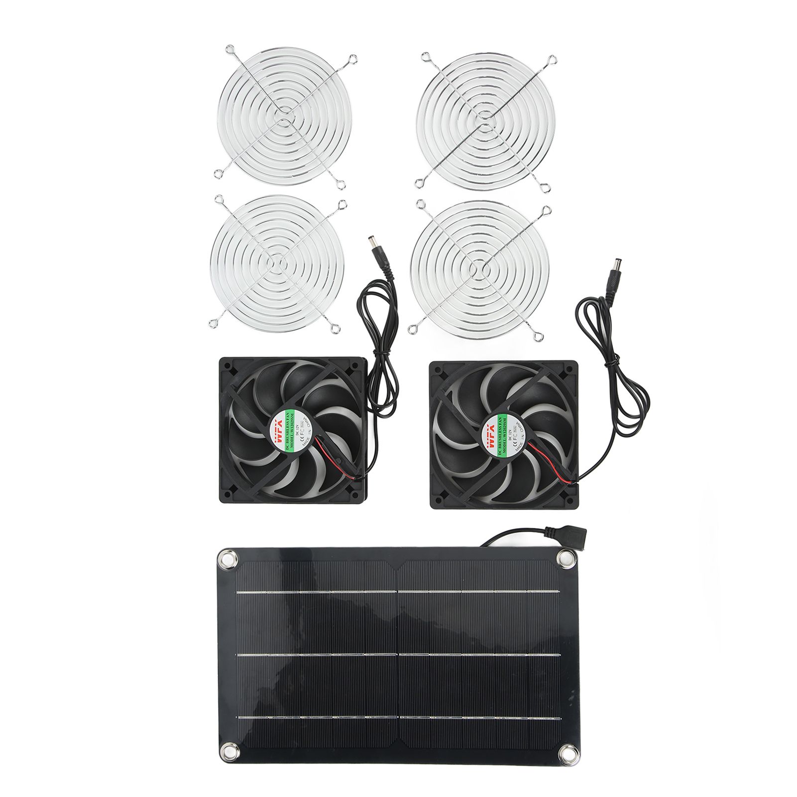 Solar Fan Portable Safe Environment Friendly Dual Exhaust Fan with Solar Panel for Pet House DC 12V - Image 3