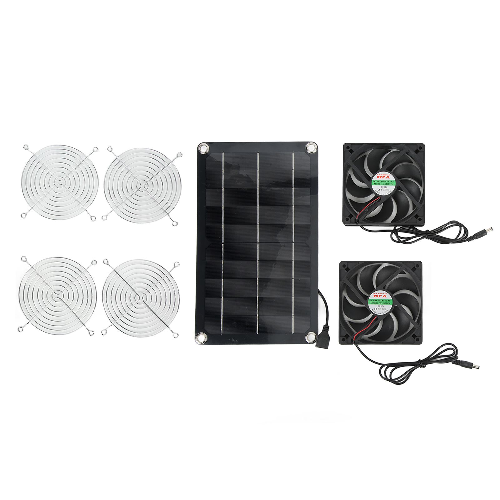 Solar Fan Portable Safe Environment Friendly Dual Exhaust Fan with Solar Panel for Pet House DC 12V - Image 4