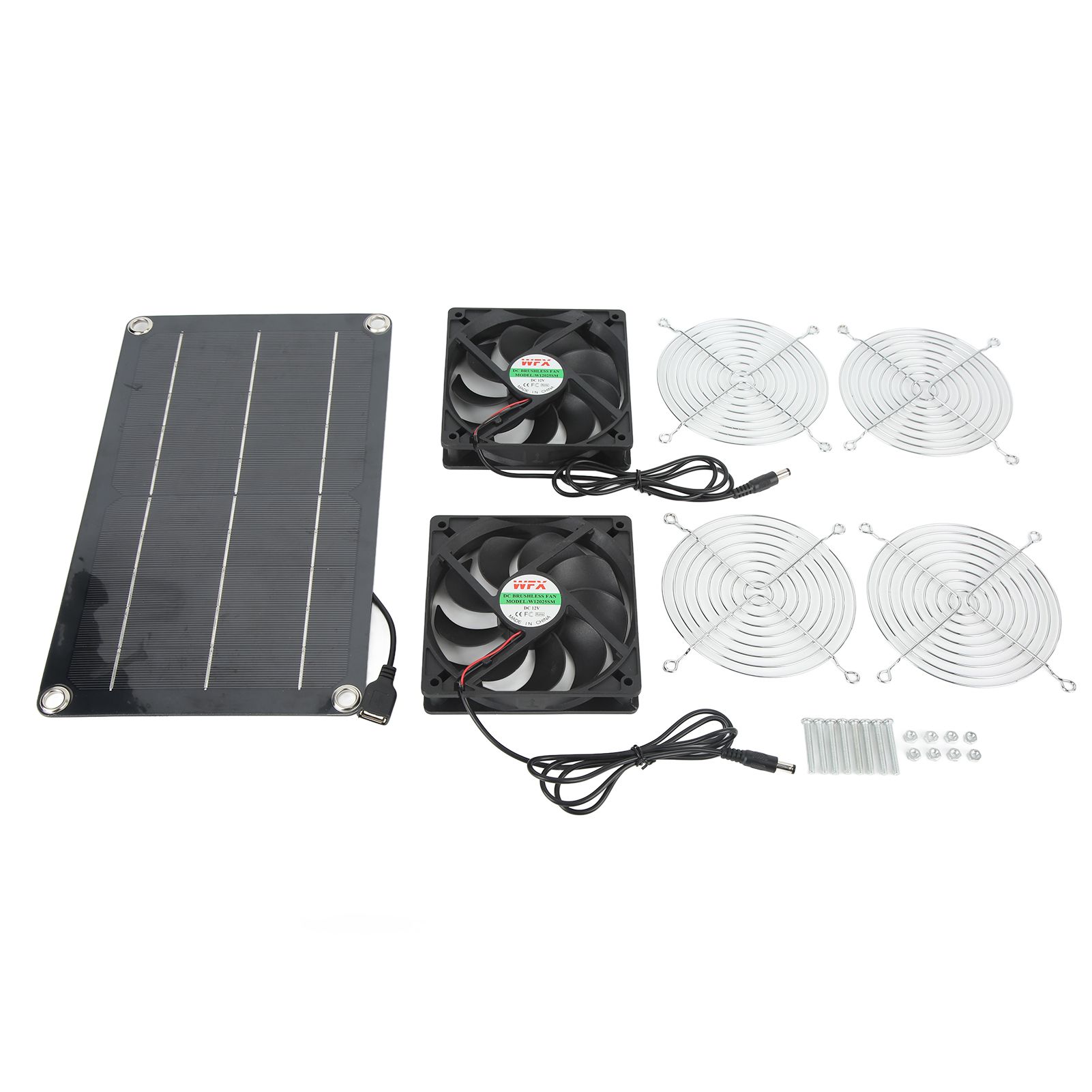 Solar Fan Portable Safe Environment Friendly Dual Exhaust Fan with Solar Panel for Pet House DC 12V - Image 7