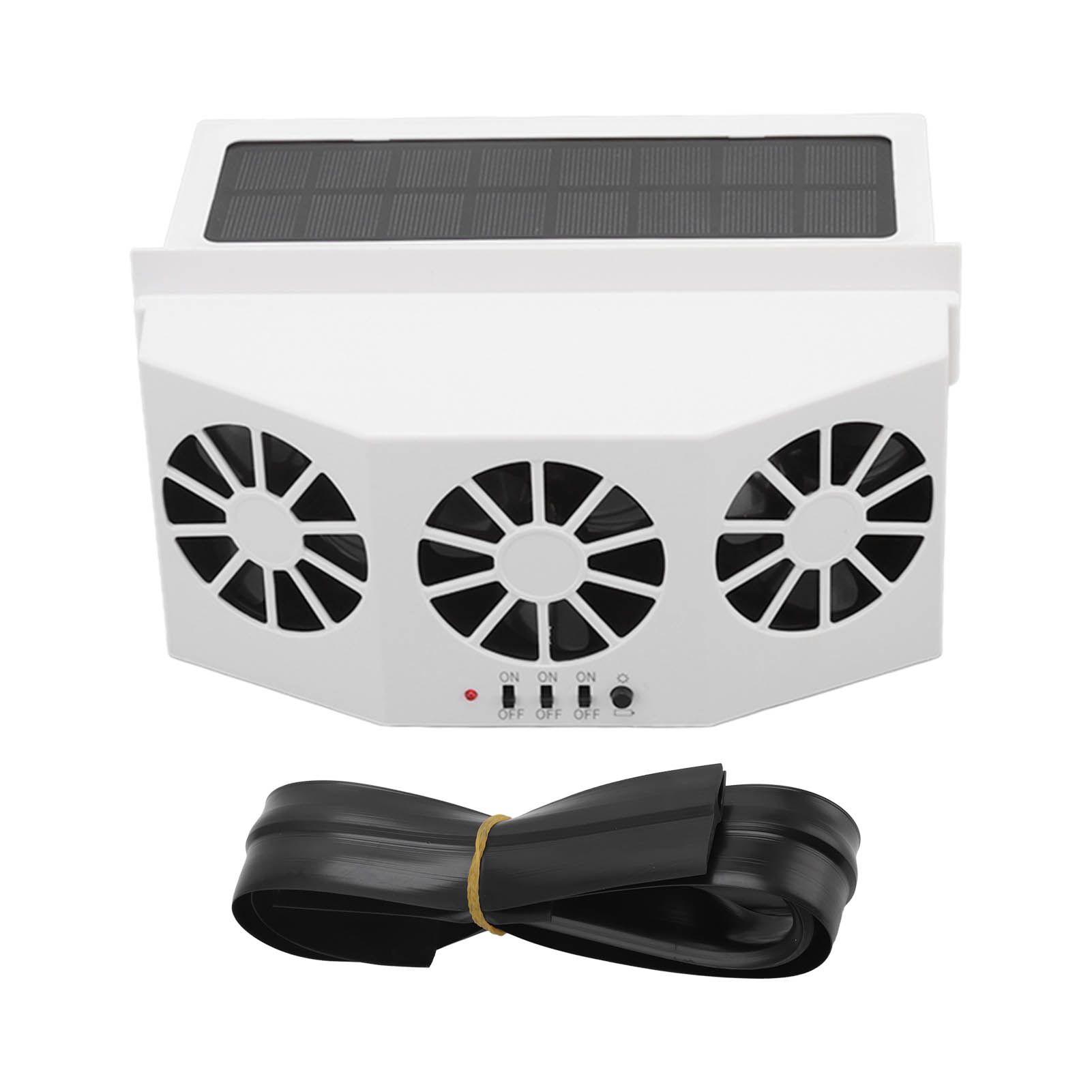 Solar Powered Car Cooler Large Wide Angle 3 Fans Deodorant Energy Saving Car Exhaust Ventilation Fan White - Image 1
