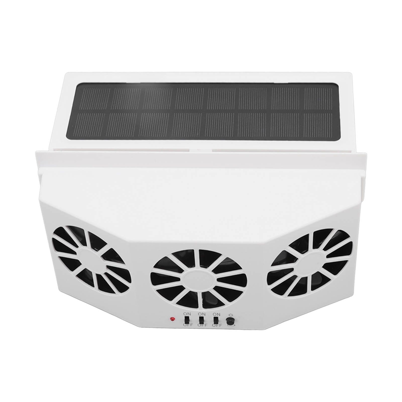 Solar Powered Car Cooler Large Wide Angle 3 Fans Deodorant Energy Saving Car Exhaust Ventilation Fan White - Image 2