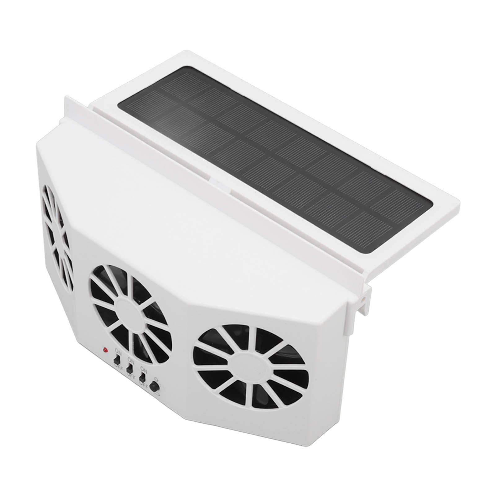 Solar Powered Car Cooler Large Wide Angle 3 Fans Deodorant Energy Saving Car Exhaust Ventilation Fan White - Image 3