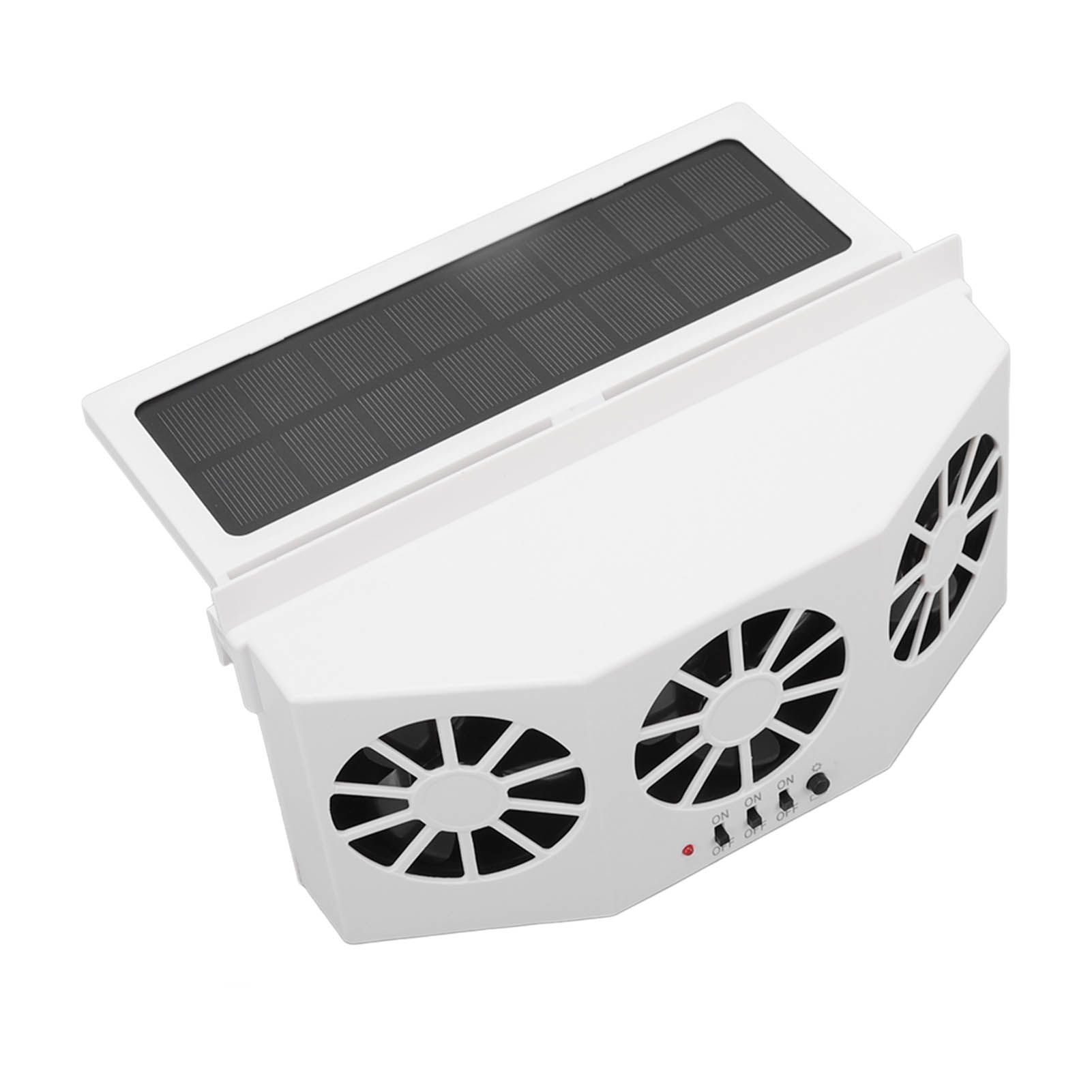 Solar Powered Car Cooler Large Wide Angle 3 Fans Deodorant Energy Saving Car Exhaust Ventilation Fan White - Image 4