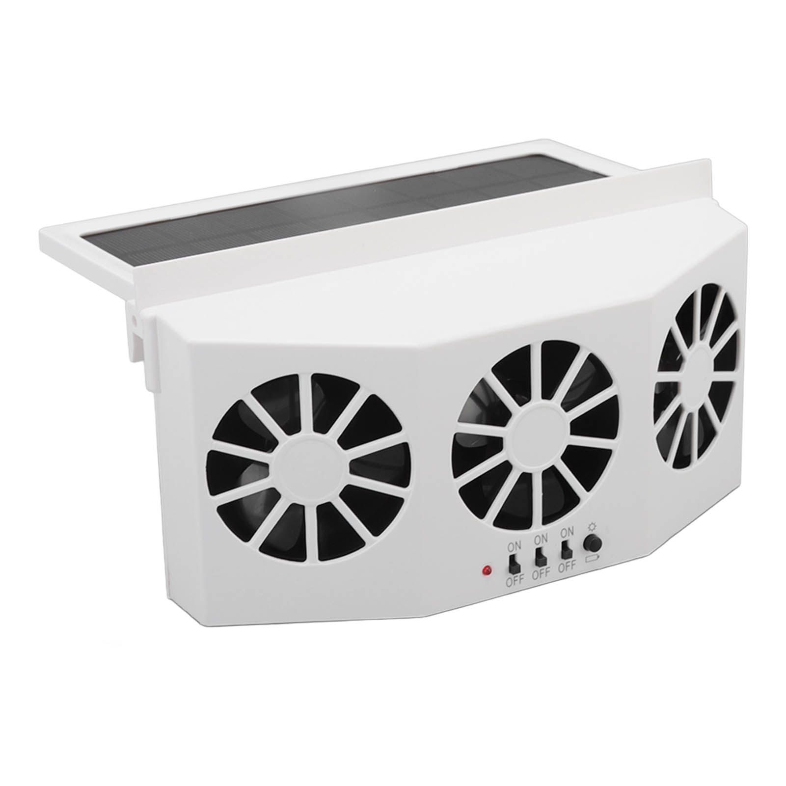 Solar Powered Car Cooler Large Wide Angle 3 Fans Deodorant Energy Saving Car Exhaust Ventilation Fan White - Image 6