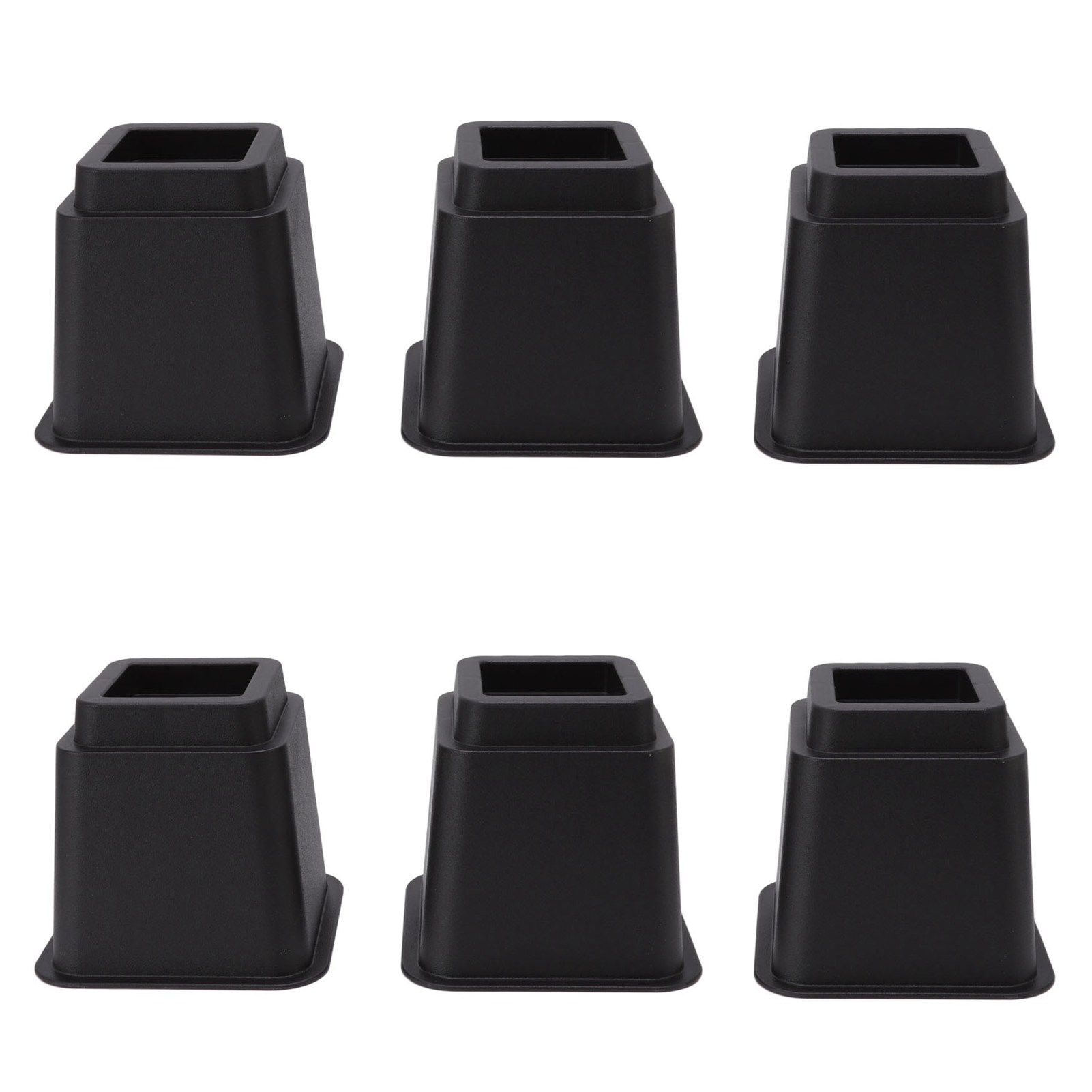 6pcs Bed Risers 5in High Quadrate Trapezoidal Ergonomic Plastic Black Furniture Risers Blocks for Home Office - Image 1