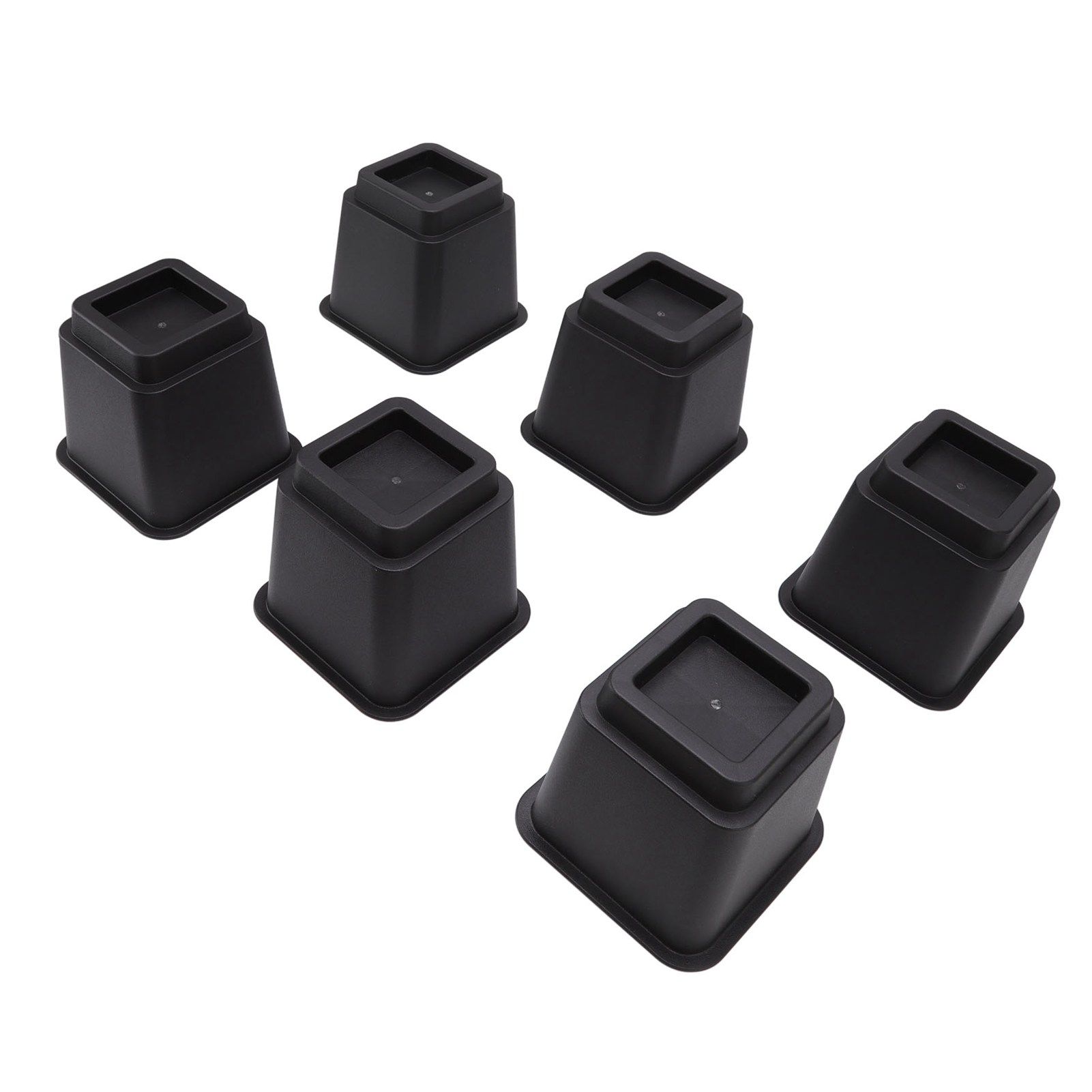 6pcs Bed Risers 5in High Quadrate Trapezoidal Ergonomic Plastic Black Furniture Risers Blocks for Home Office - Image 3