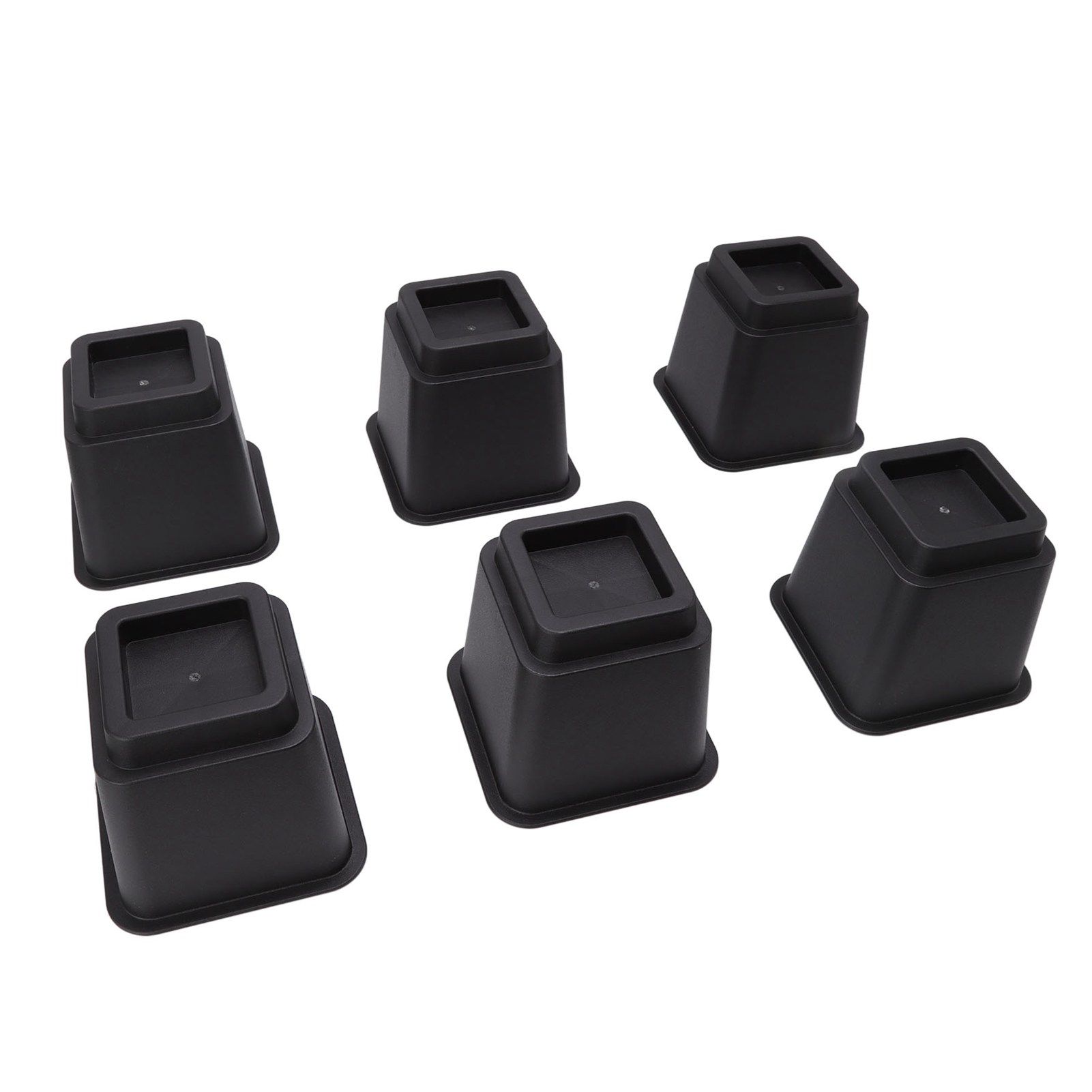 6pcs Bed Risers 5in High Quadrate Trapezoidal Ergonomic Plastic Black Furniture Risers Blocks for Home Office - Image 4