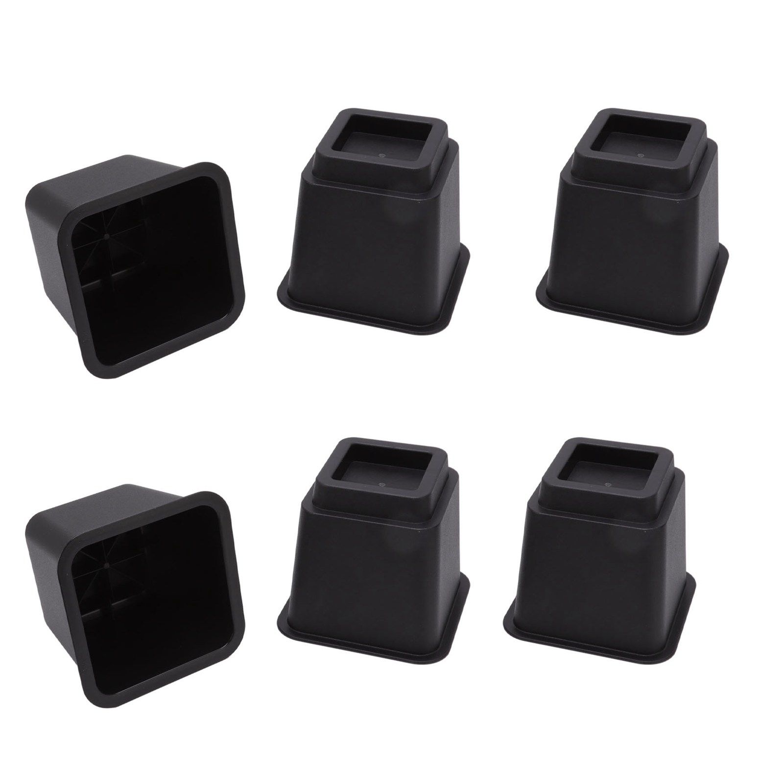 6pcs Bed Risers 5in High Quadrate Trapezoidal Ergonomic Plastic Black Furniture Risers Blocks for Home Office - Image 5