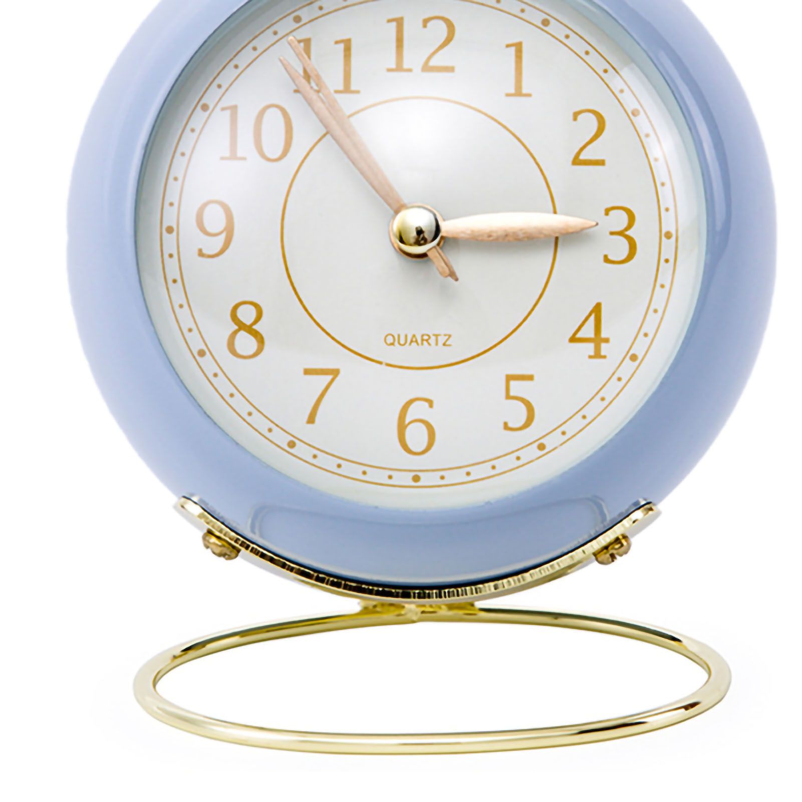 European Style Metal Clock Ingenious Mute Round Children Electronic Quartz Alarm Clock for Living Room Bedroom Purple - Image 2
