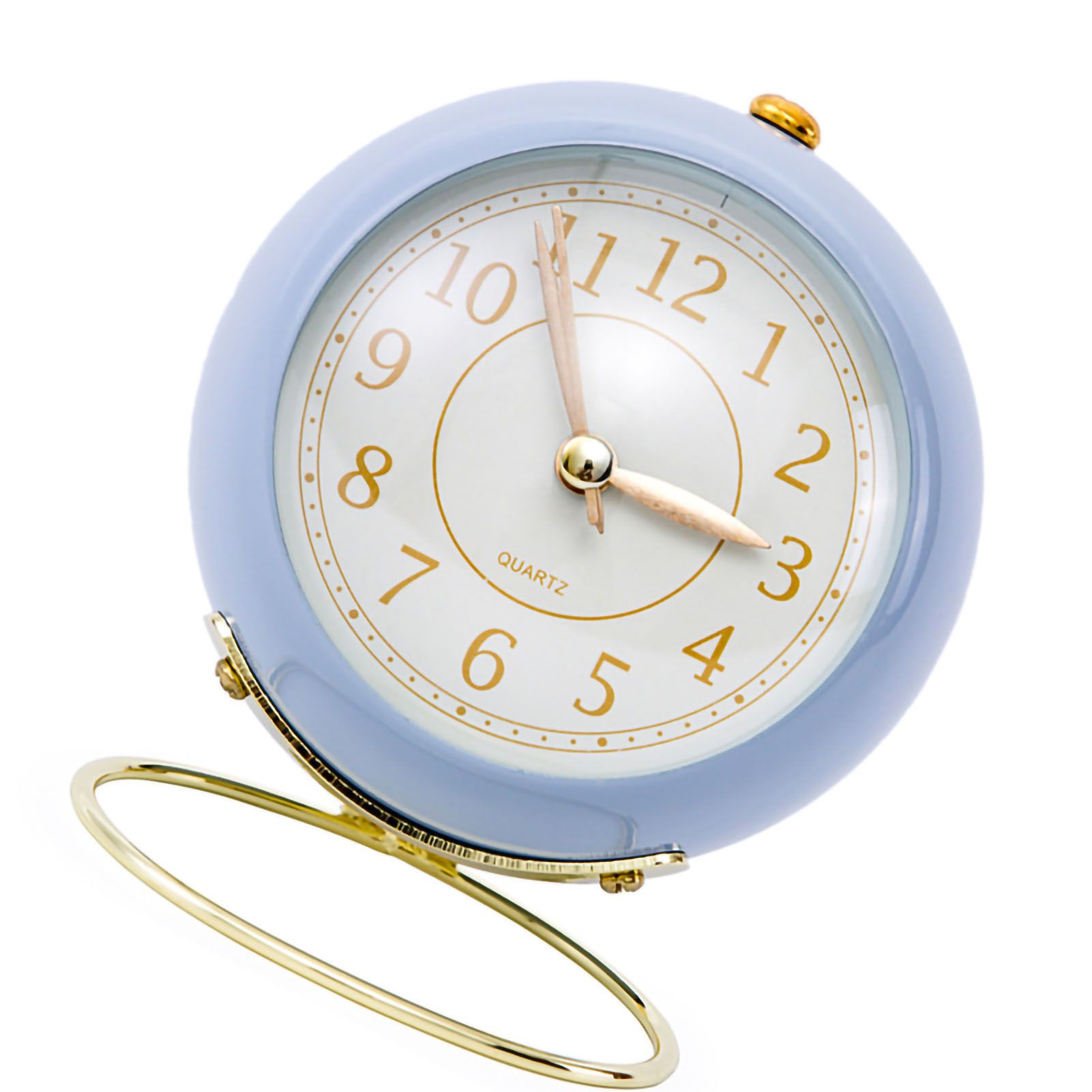 European Style Metal Clock Ingenious Mute Round Children Electronic Quartz Alarm Clock for Living Room Bedroom Purple - Image 5