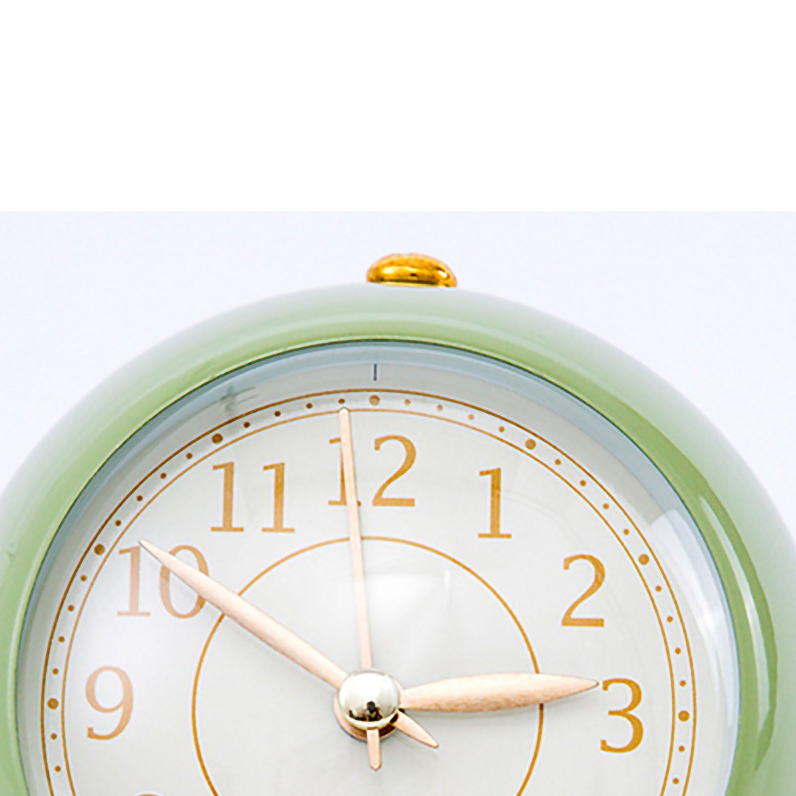 European Style Metal Clock Ingenious Mute Round Children Electronic Quartz Alarm Clock for Living Room Bedroom Green - Image 4