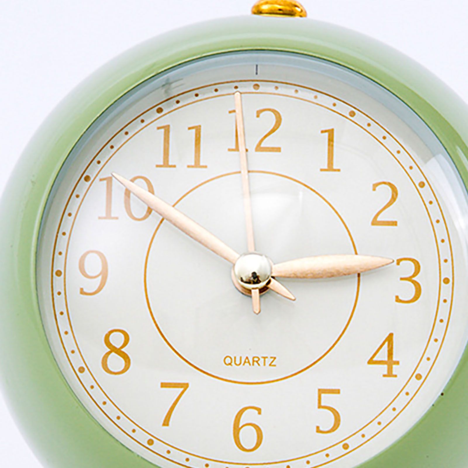 European Style Metal Clock Ingenious Mute Round Children Electronic Quartz Alarm Clock for Living Room Bedroom Green - Image 5
