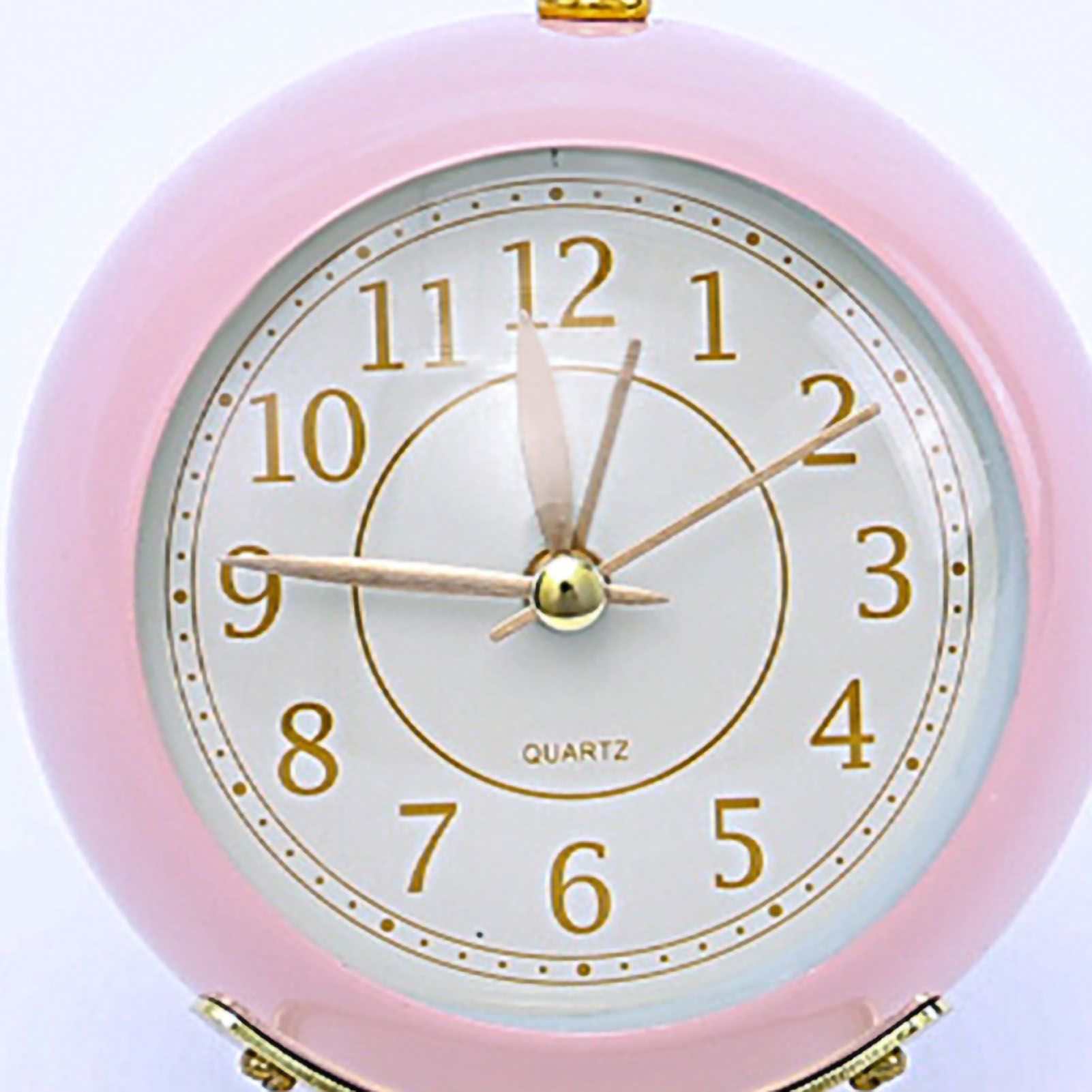 European Style Metal Clock Ingenious Mute Round Children Electronic Quartz Alarm Clock for Living Room Bedroom Pink - Image 2