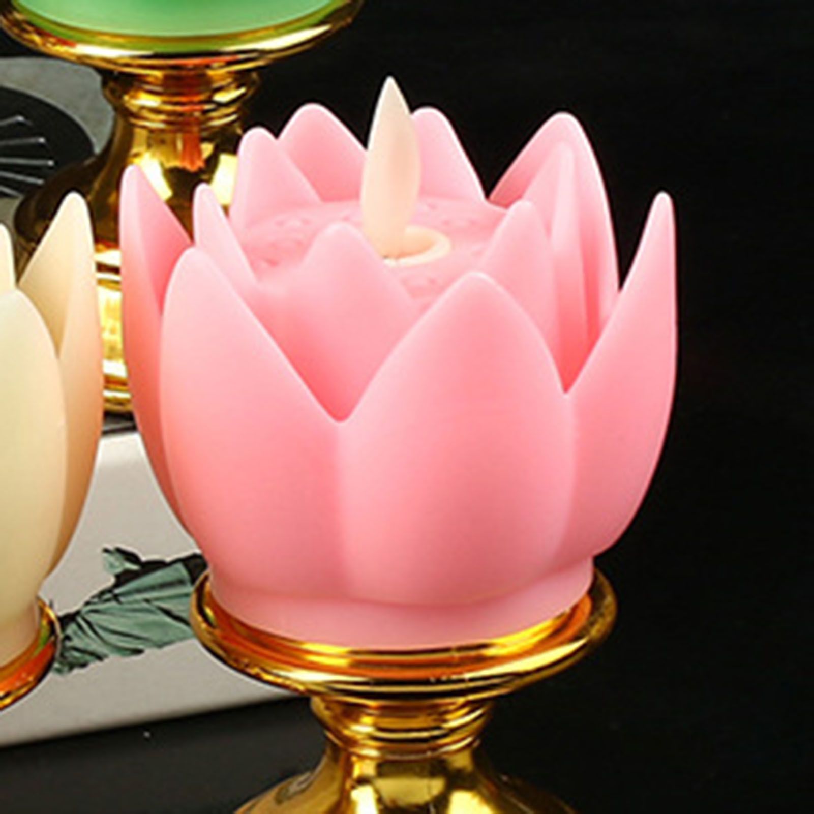 LED Lotus Lamp Colorful LED Soft Natural Light Lifelike Safe Odorless Durable Buddha Lamp for Bedroom Office Living Room Pink - Image 3