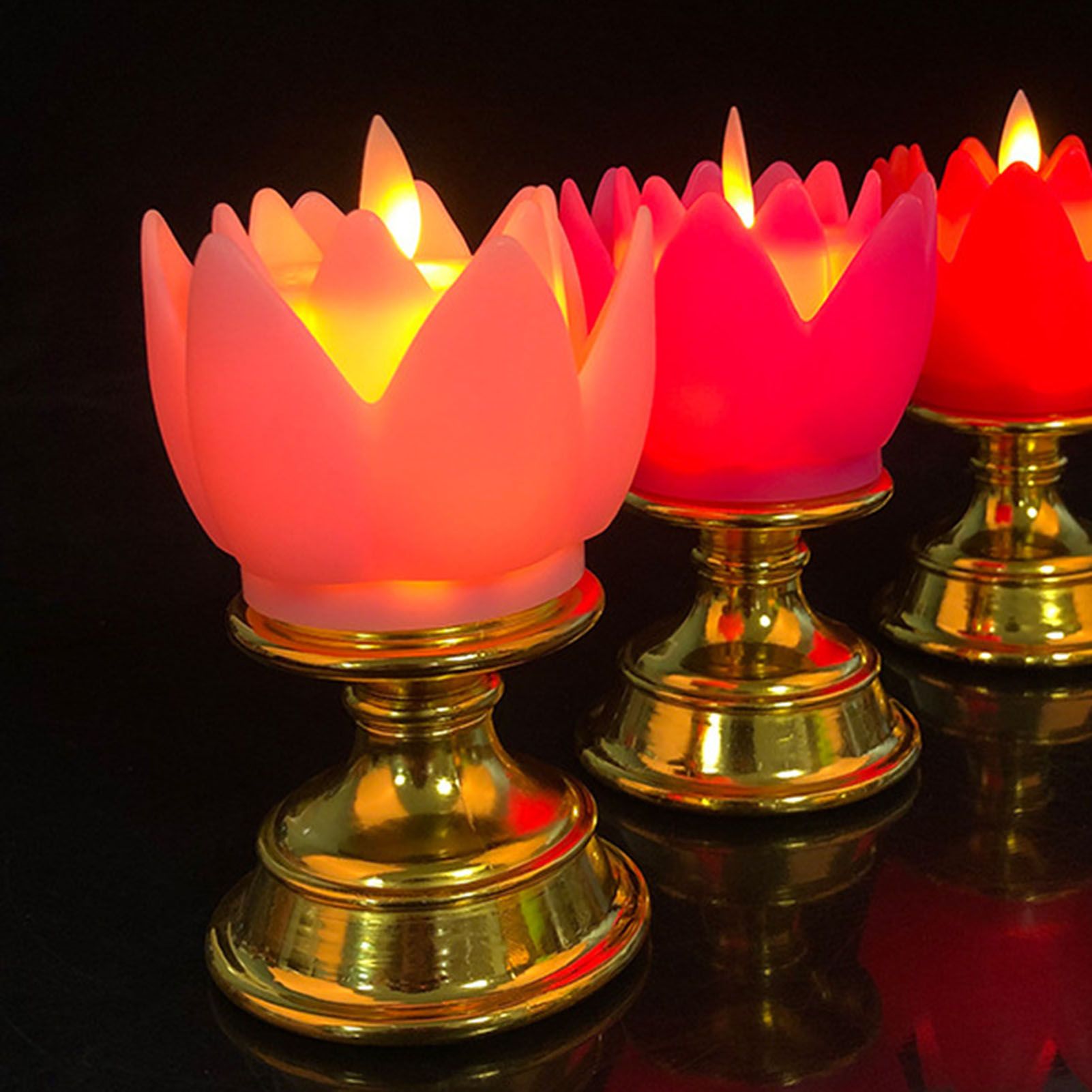 LED Lotus Lamp Colorful LED Soft Natural Light Lifelike Safe Odorless Durable Buddha Lamp for Bedroom Office Living Room Pink - Image 4