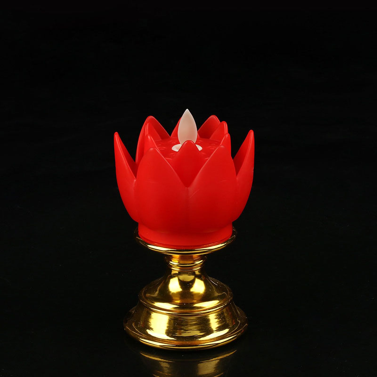 LED Lotus Lamp Colorful LED Soft Natural Light Lifelike Safe Odorless Durable Buddha Lamp for Bedroom Office Living Room Red - Image 1