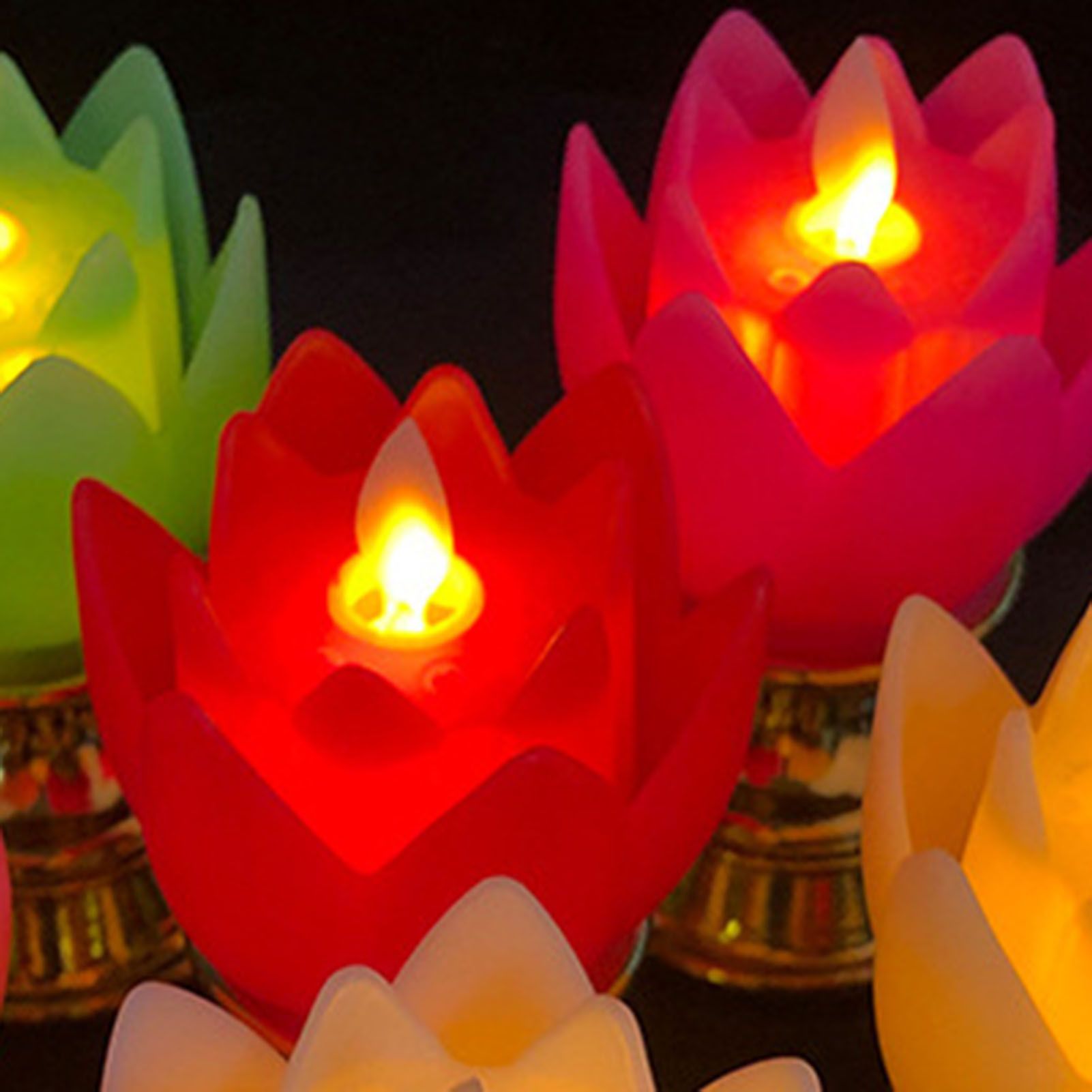 LED Lotus Lamp Colorful LED Soft Natural Light Lifelike Safe Odorless Durable Buddha Lamp for Bedroom Office Living Room Red - Image 3