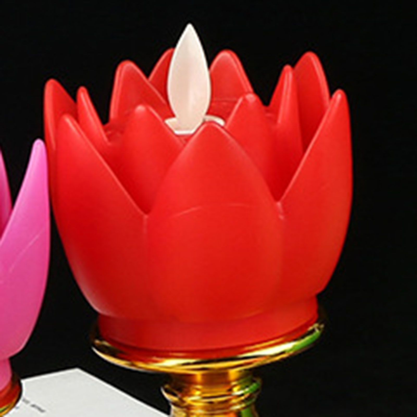 LED Lotus Lamp Colorful LED Soft Natural Light Lifelike Safe Odorless Durable Buddha Lamp for Bedroom Office Living Room Red - Image 5