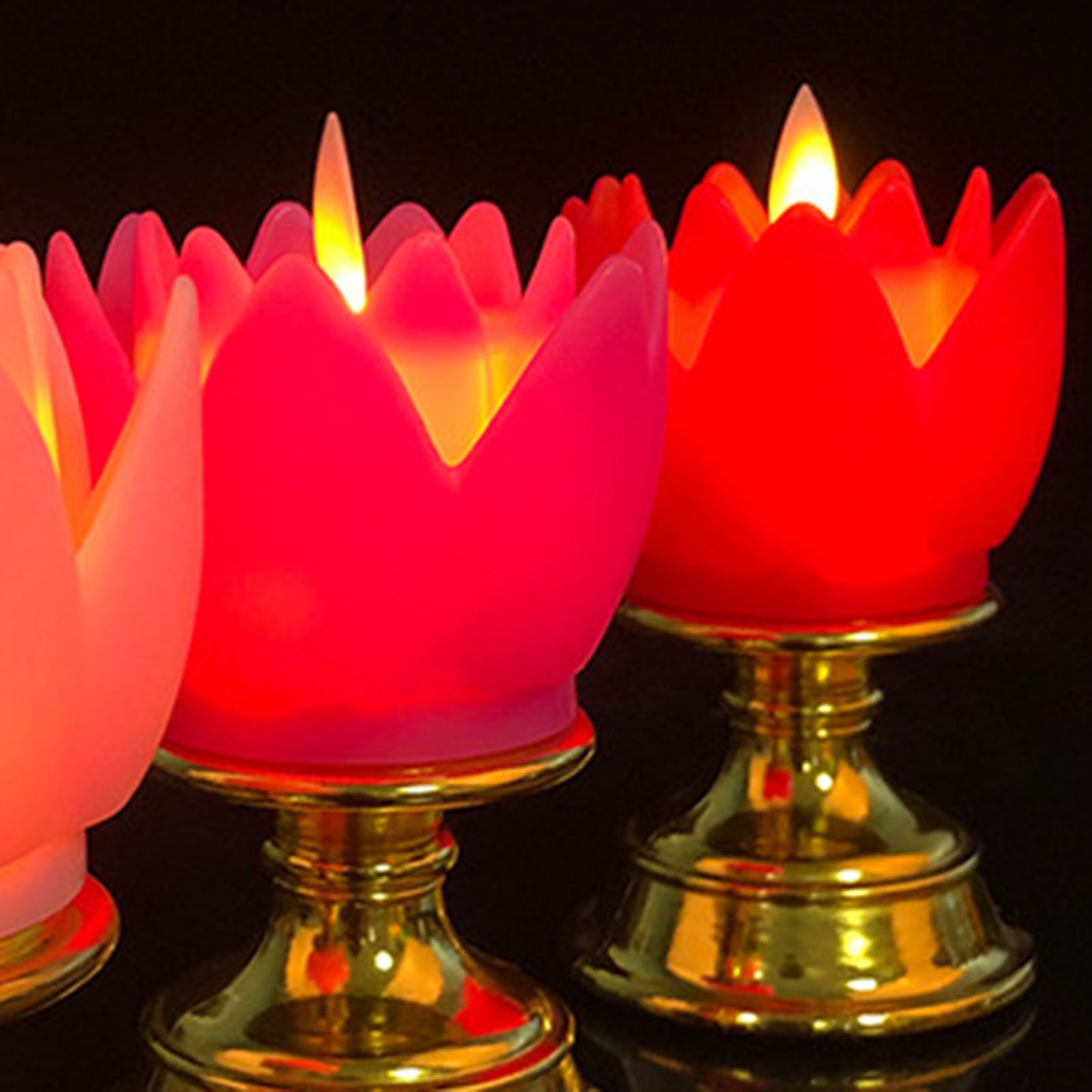 LED Lotus Lamp Colorful LED Soft Natural Light Lifelike Safe Odorless Durable Buddha Lamp for Bedroom Office Living Room Red - Image 6
