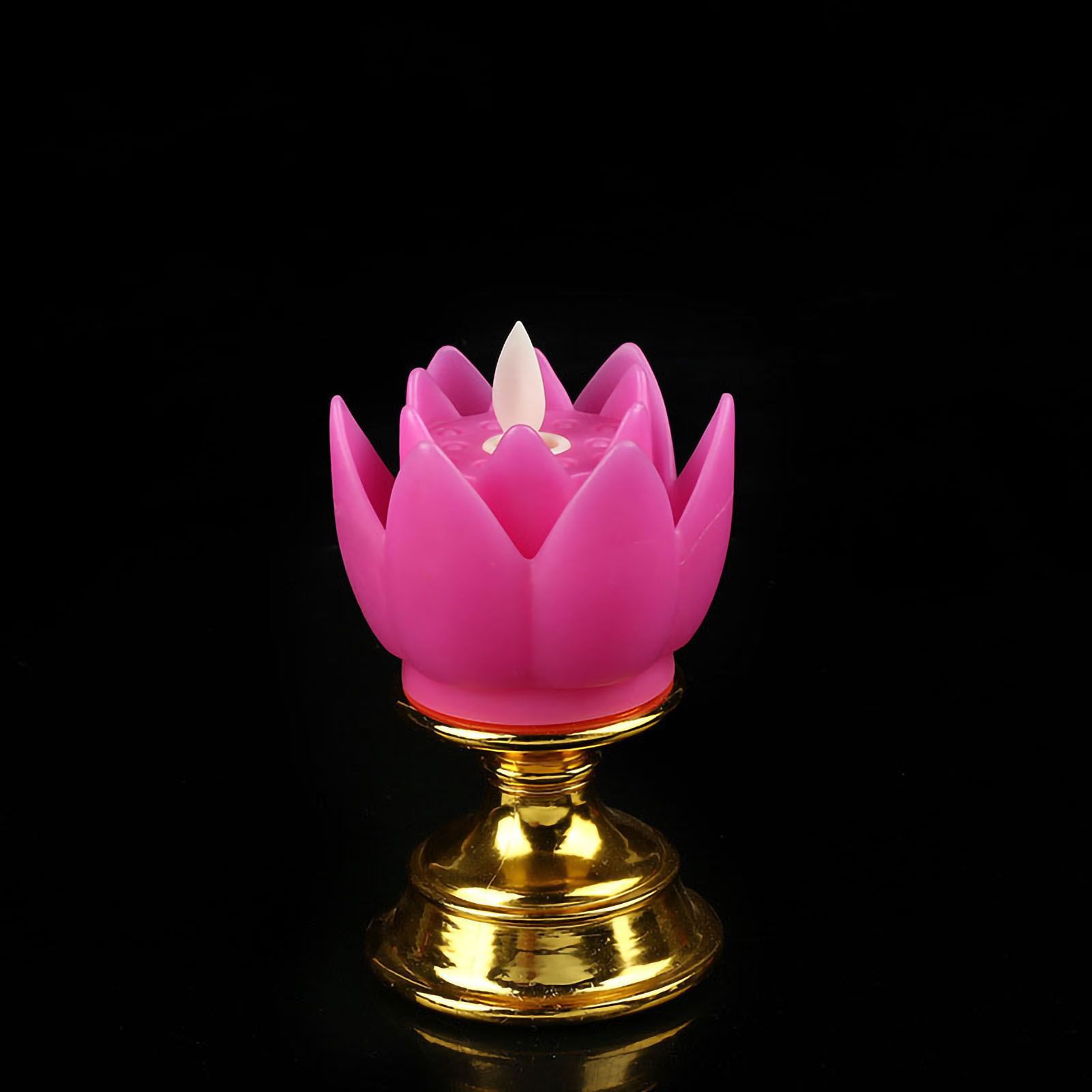 LED Lotus Lamp Colorful LED Soft Natural Light Lifelike Safe Odorless Durable Buddha Lamp for Bedroom Office Living Room Purple - Image 1